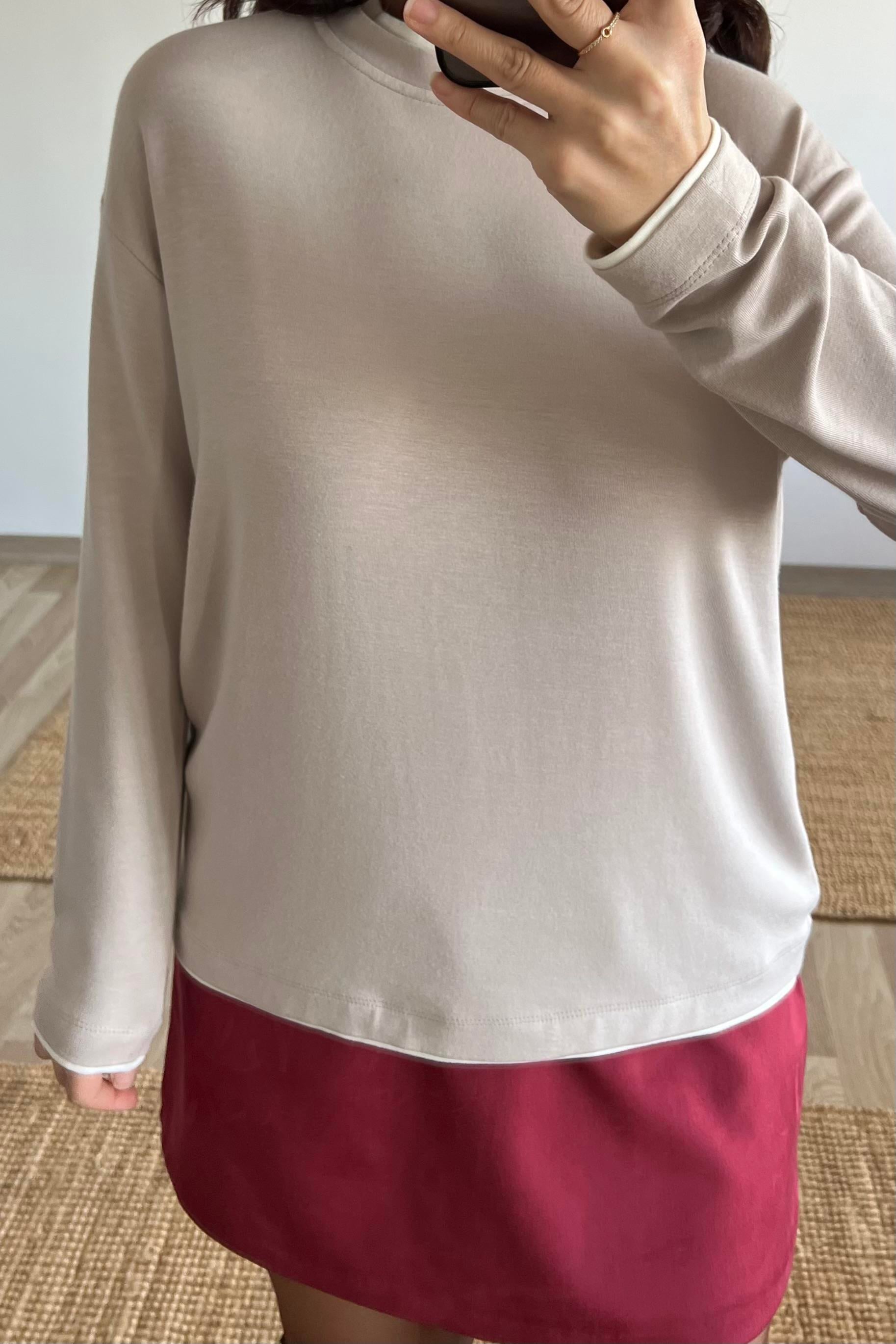 Bej Çift Yaka Yumuşak Dokulu Bluz uygun fiyatlarda www.butikhola.com adresinde