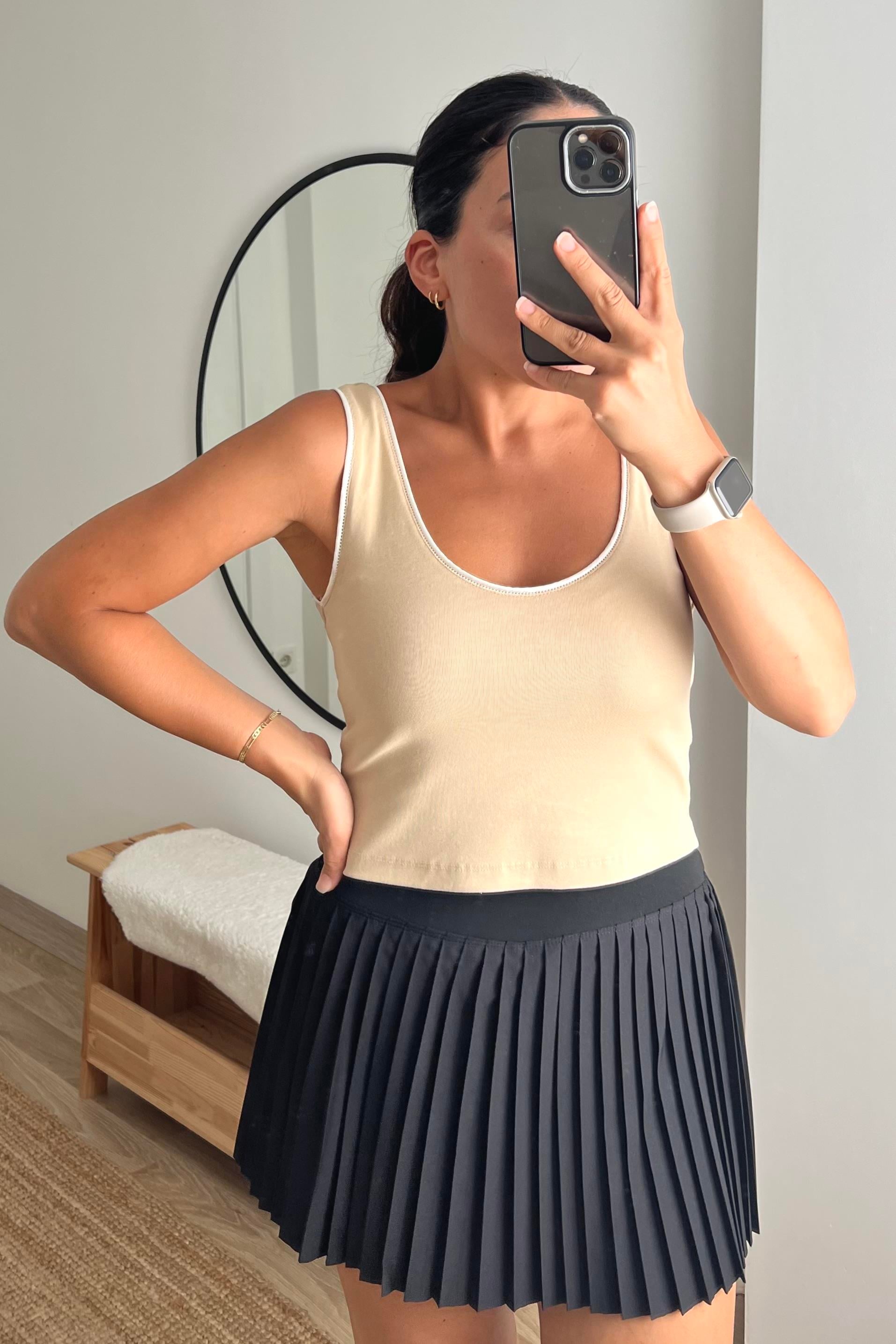 Bej Saten Biyeli Kolsuz Tshirt uygun fiyatlarda www.butikhola.com adresinde