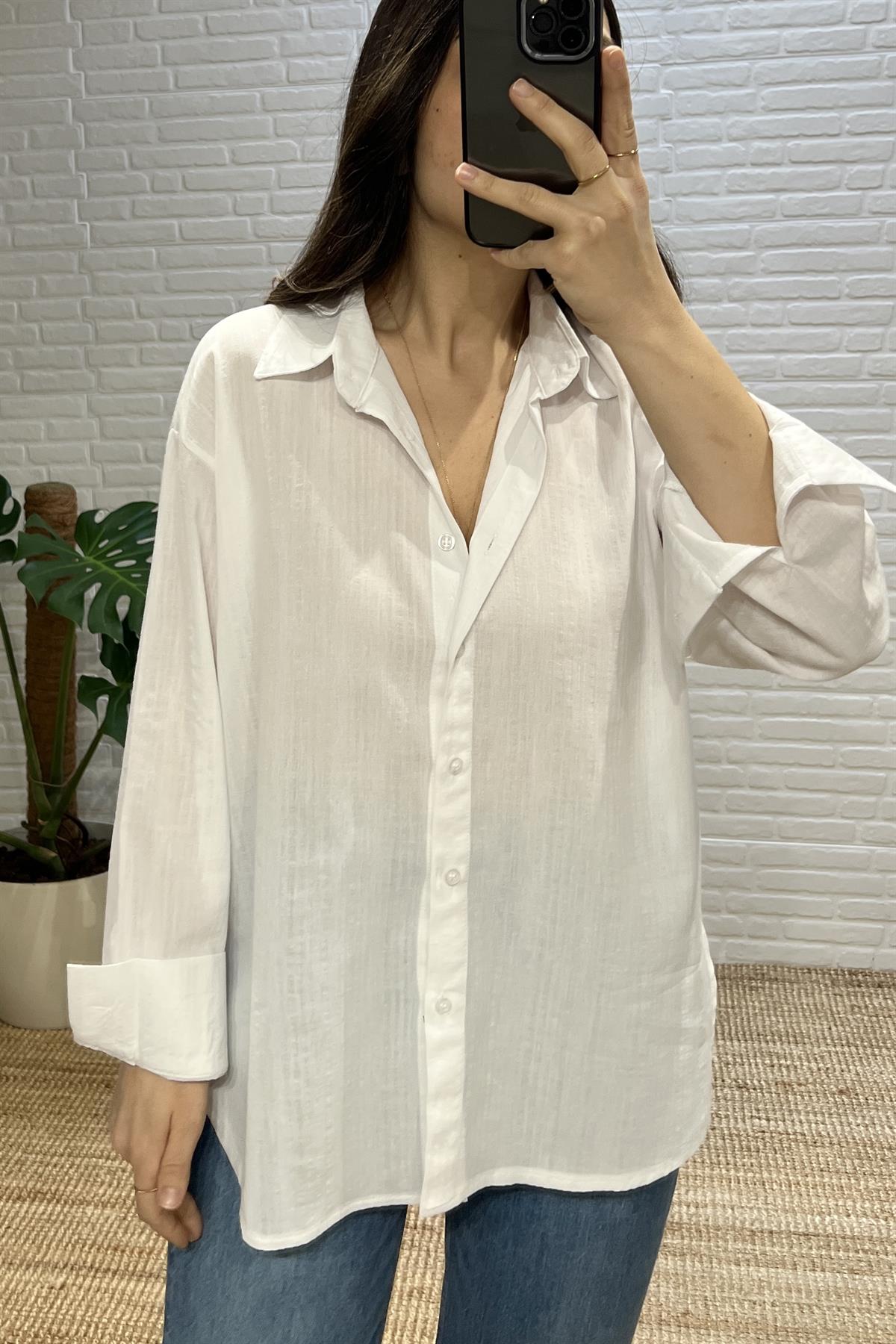 Beyaz Premium Organik Pamuk Gömlek uygun fiyatlarda www.butikhola.com adresinde