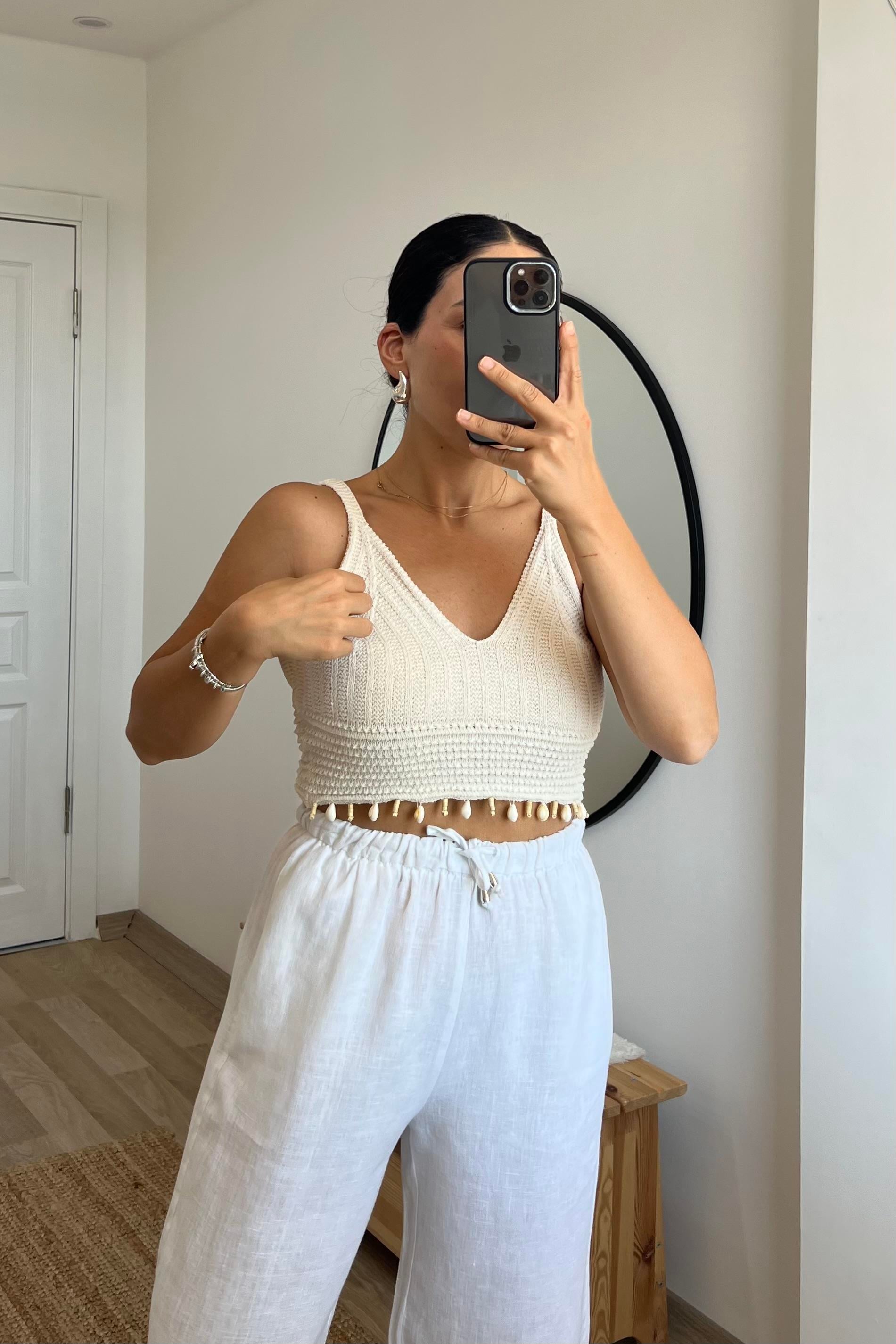 Bohem Örgü Dokulu Deniz Kabuklu Bluz uygun fiyatlarda www.butikhola.com adresinde