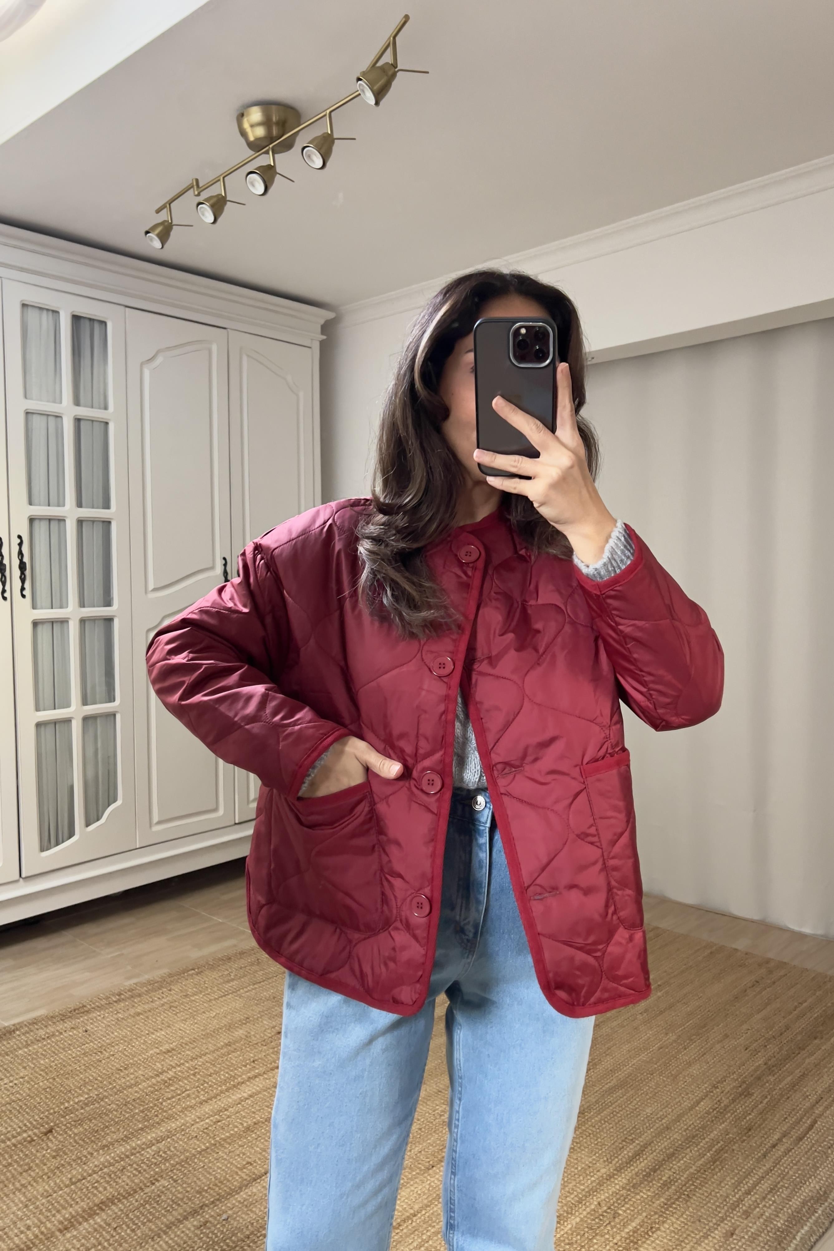 Bordo Kapitone Ceket uygun fiyatlarda www.butikhola.com adresinde