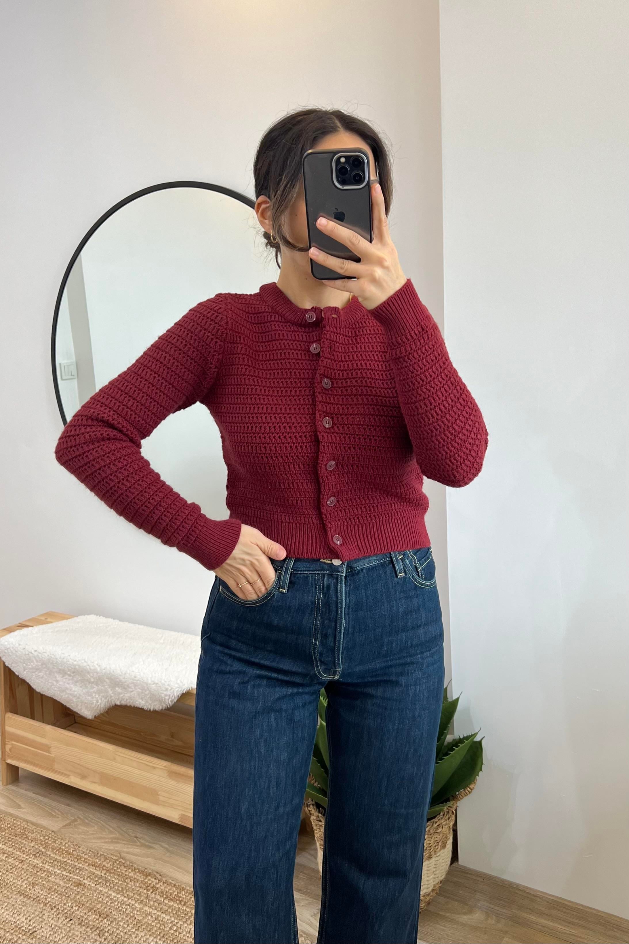 Bordo Mini Hırka uygun fiyatlarda www.butikhola.com adresinde