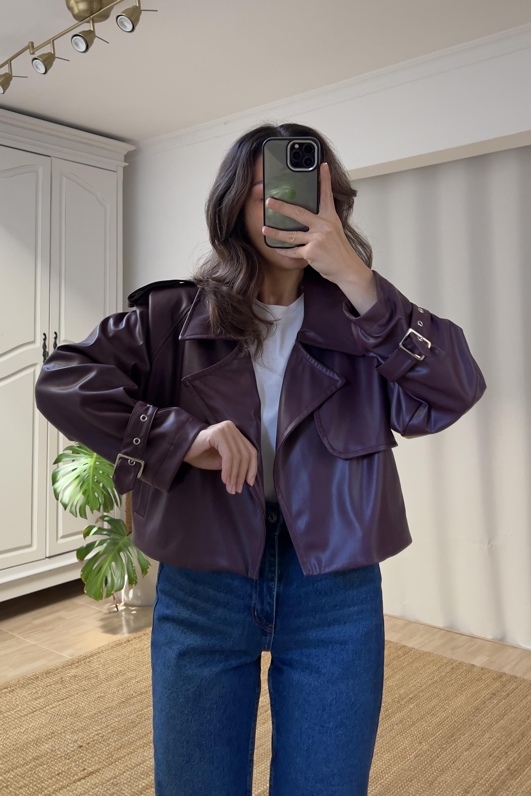 Bordo Premium Yumuşak Dokulu Deri Ceket uygun fiyatlarda www.butikhola.com adresinde