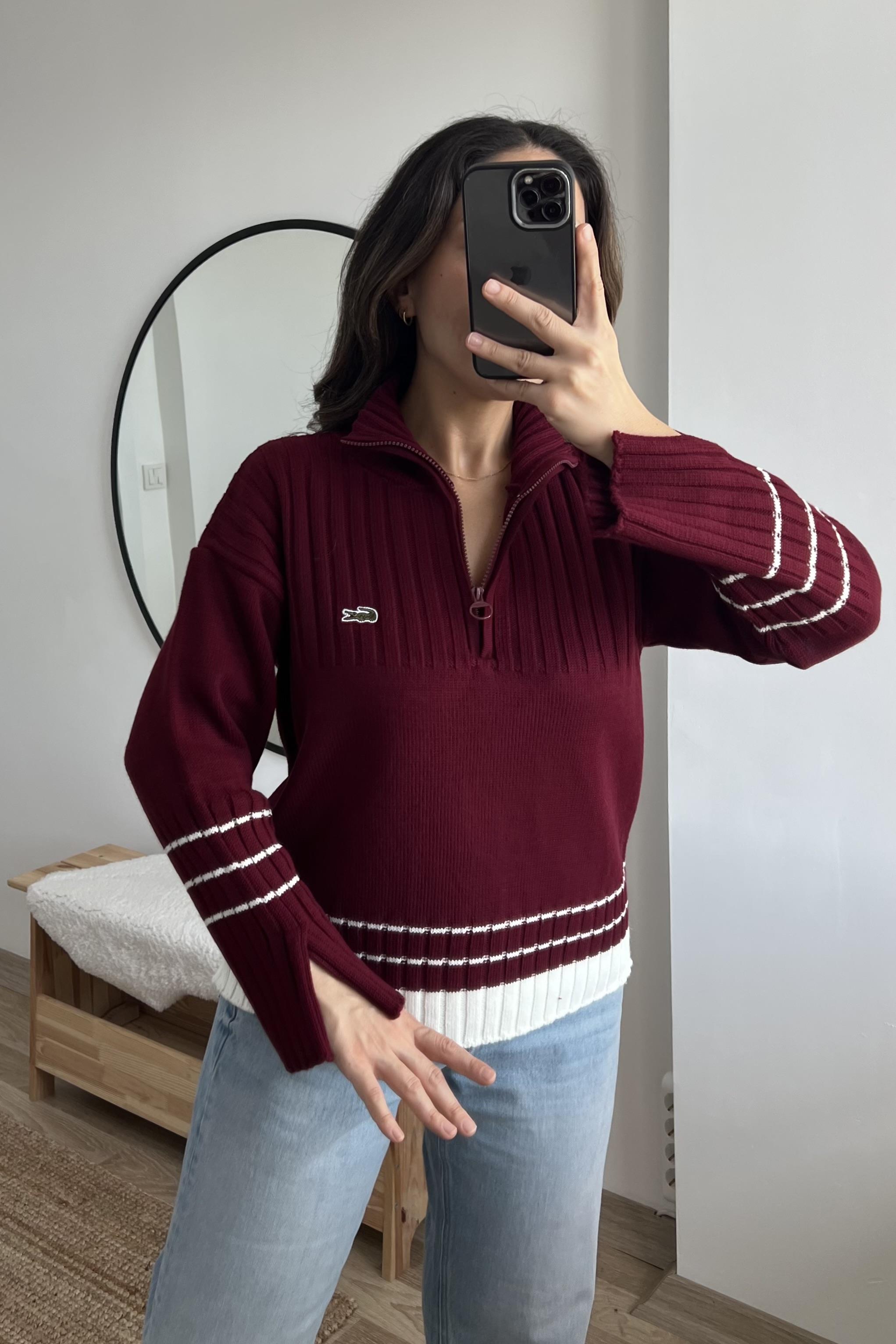 Bordo Yakası Fermuarlı Kazak uygun fiyatlarda www.butikhola.com adresinde