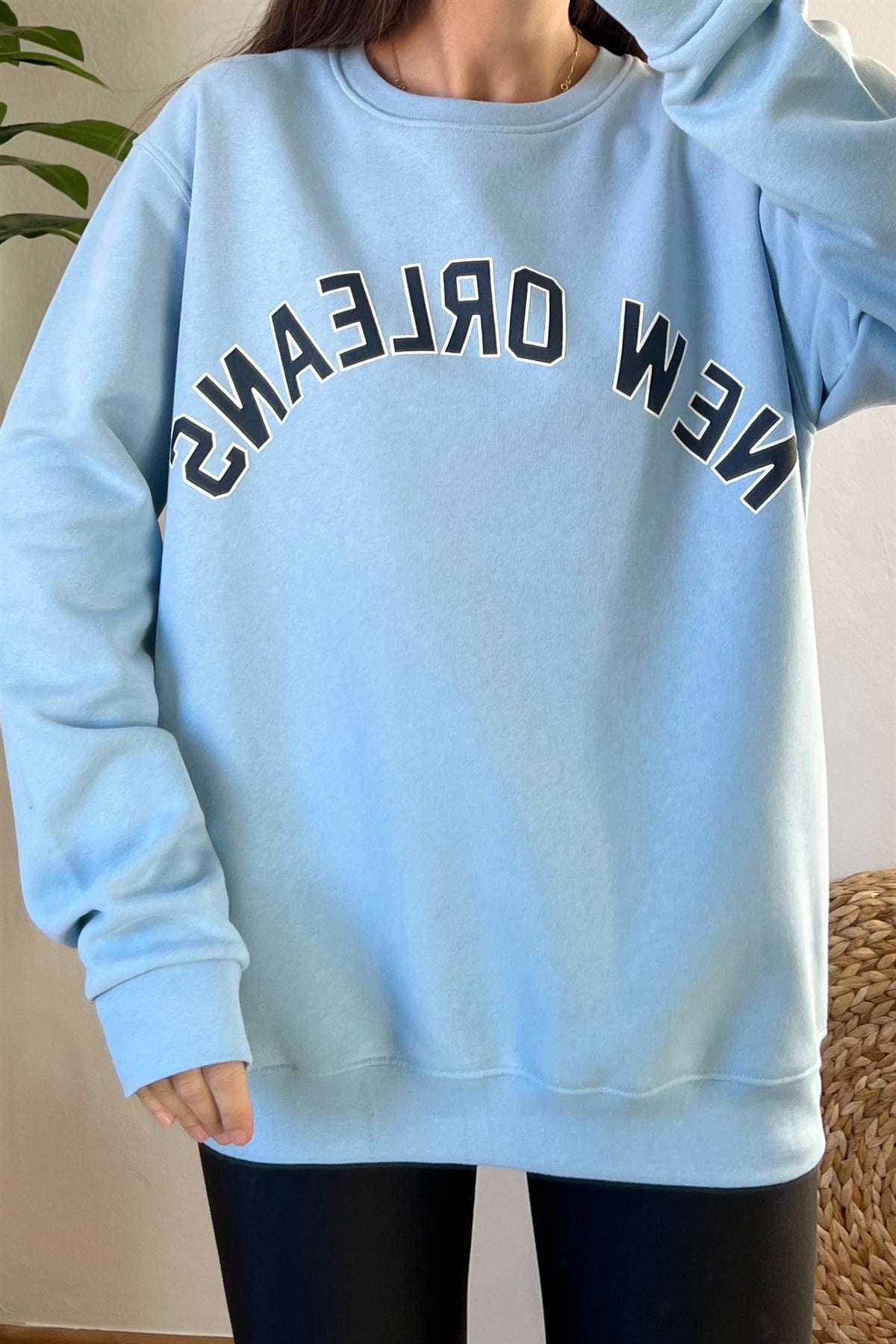 Bsk Mavi Oversize Sweatshirt uygun fiyatlarda www.butikhola.com adresinde