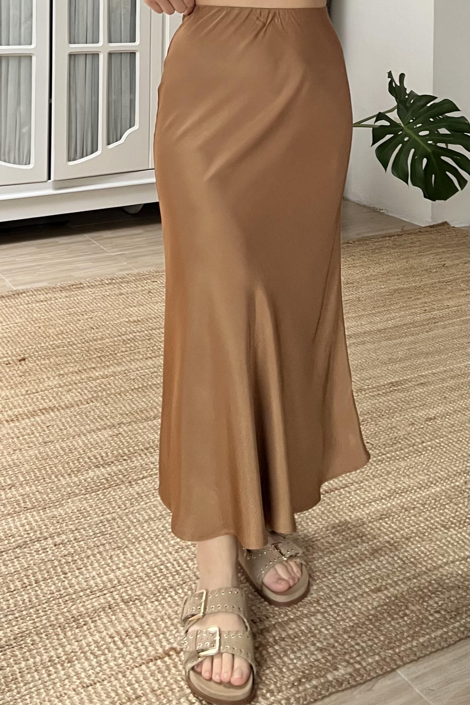 Camel Beli Lastikli Saten Etek uygun fiyatlarda www.butikhola.com adresinde