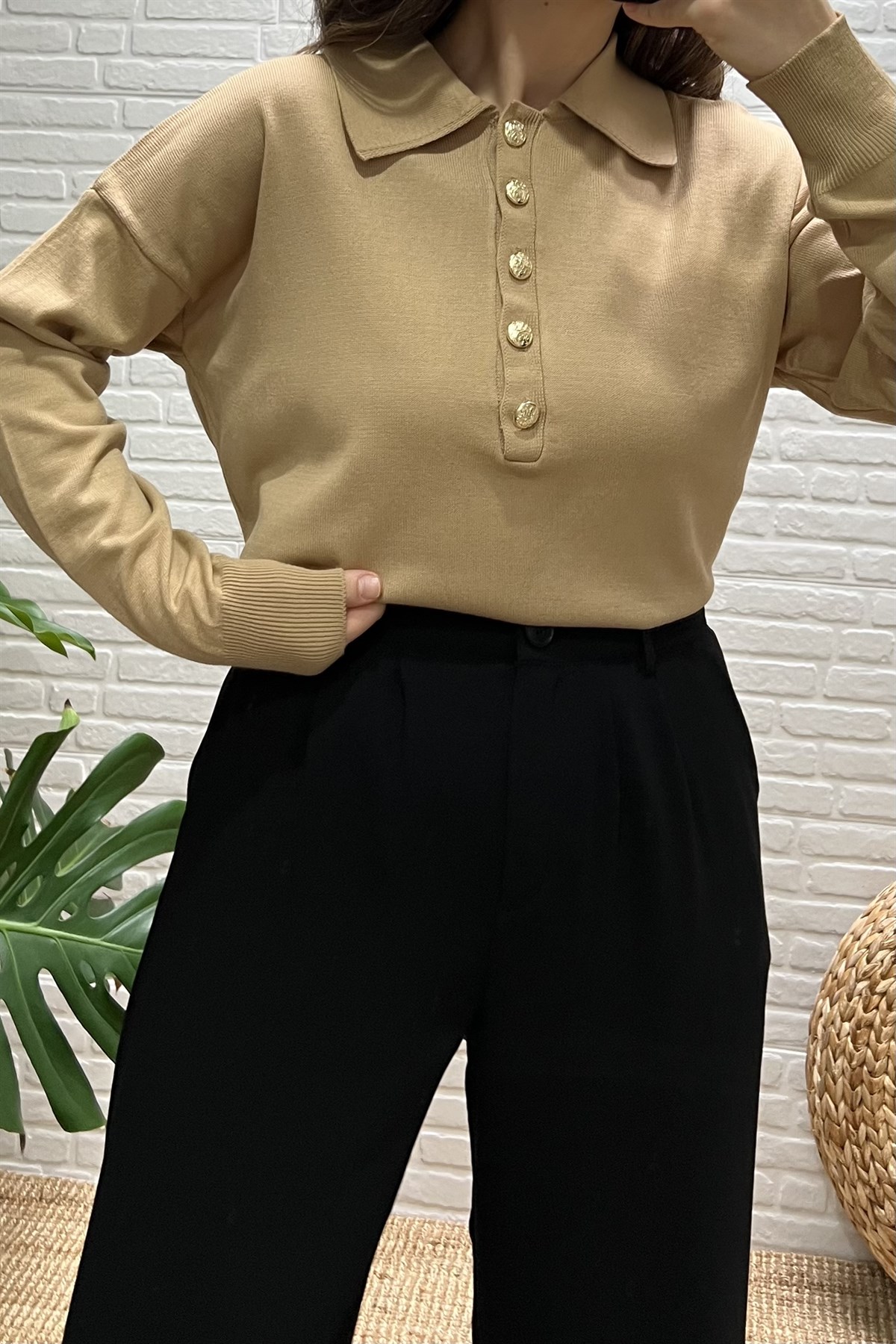 Camel Gold Düğmeli Polo Yaka Triko uygun fiyatlarda www.butikhola.com adresinde