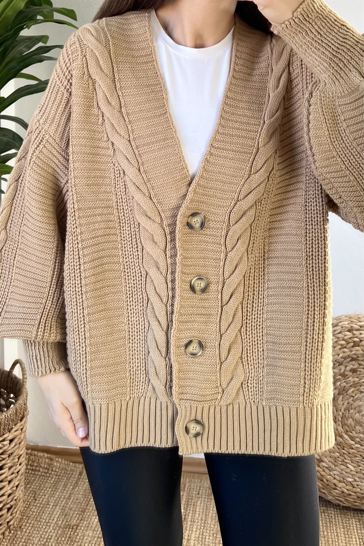 Camel Saç Örgü Hırka uygun fiyatlarda www.butikhola.com adresinde