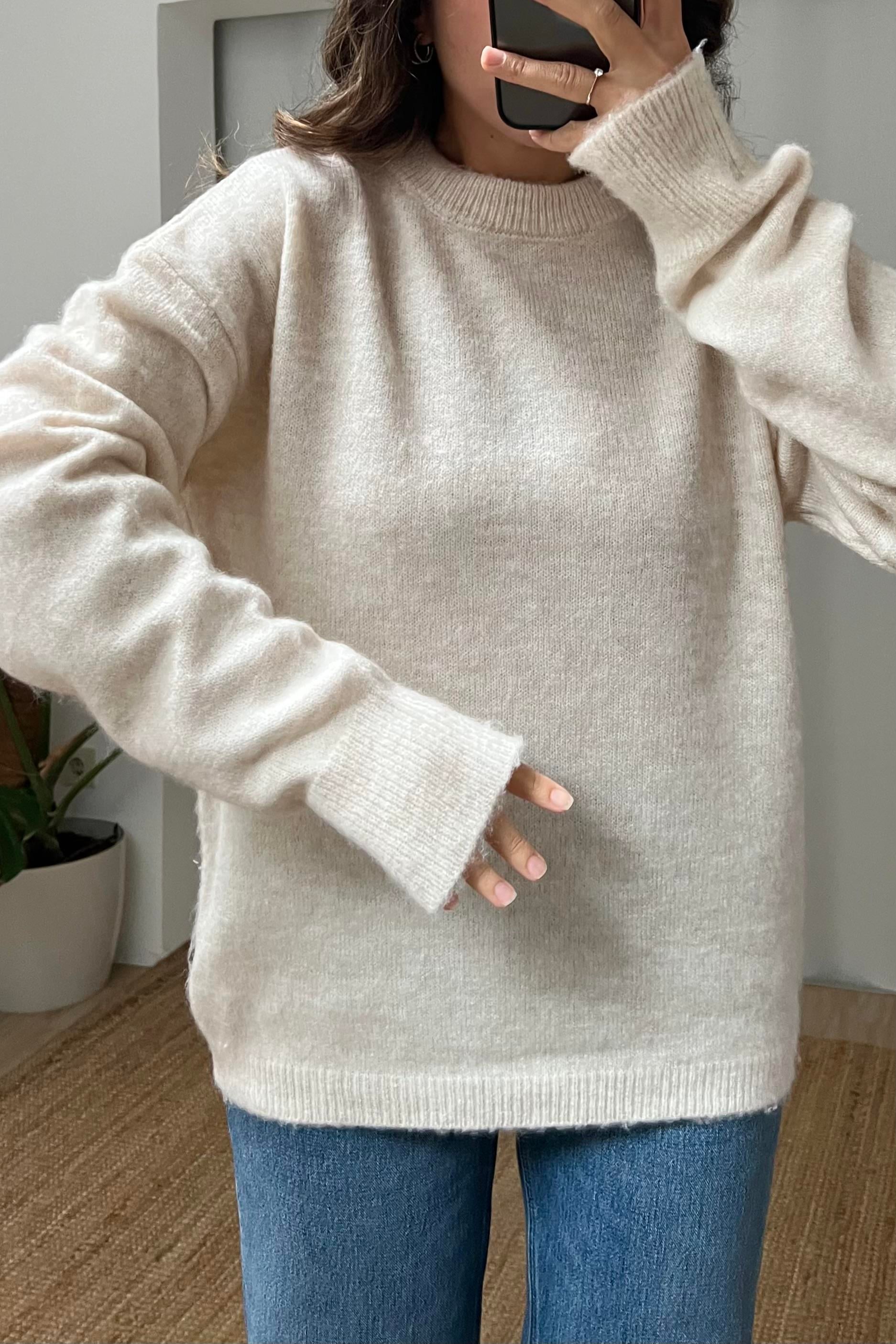 Ekru Melanj Kaşmir Dokulu Yumoş Kazak uygun fiyatlarda www.butikhola.com adresinde