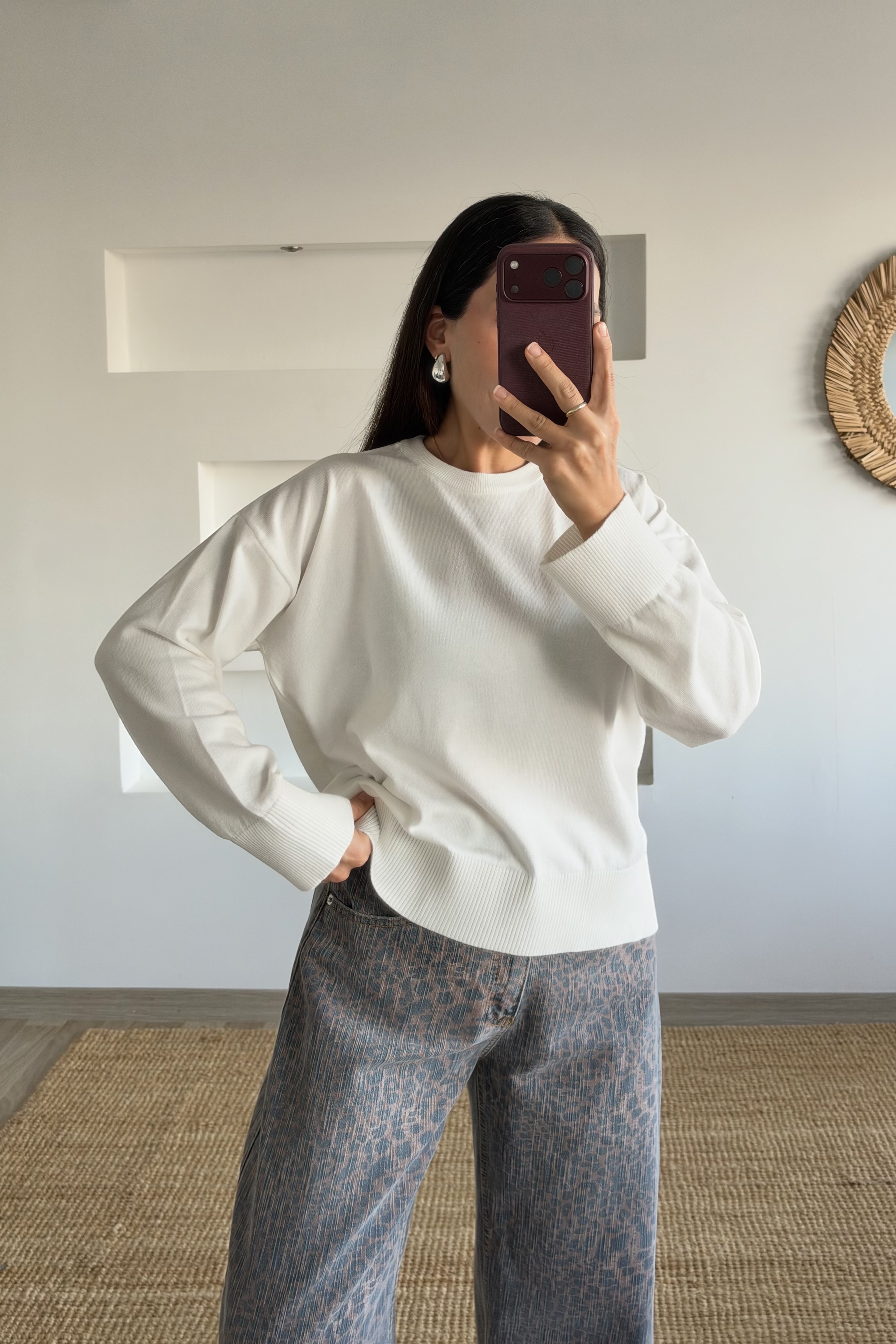 Ekru Organik Pamuk Basic Kazak uygun fiyatlarda www.butikhola.com adresinde