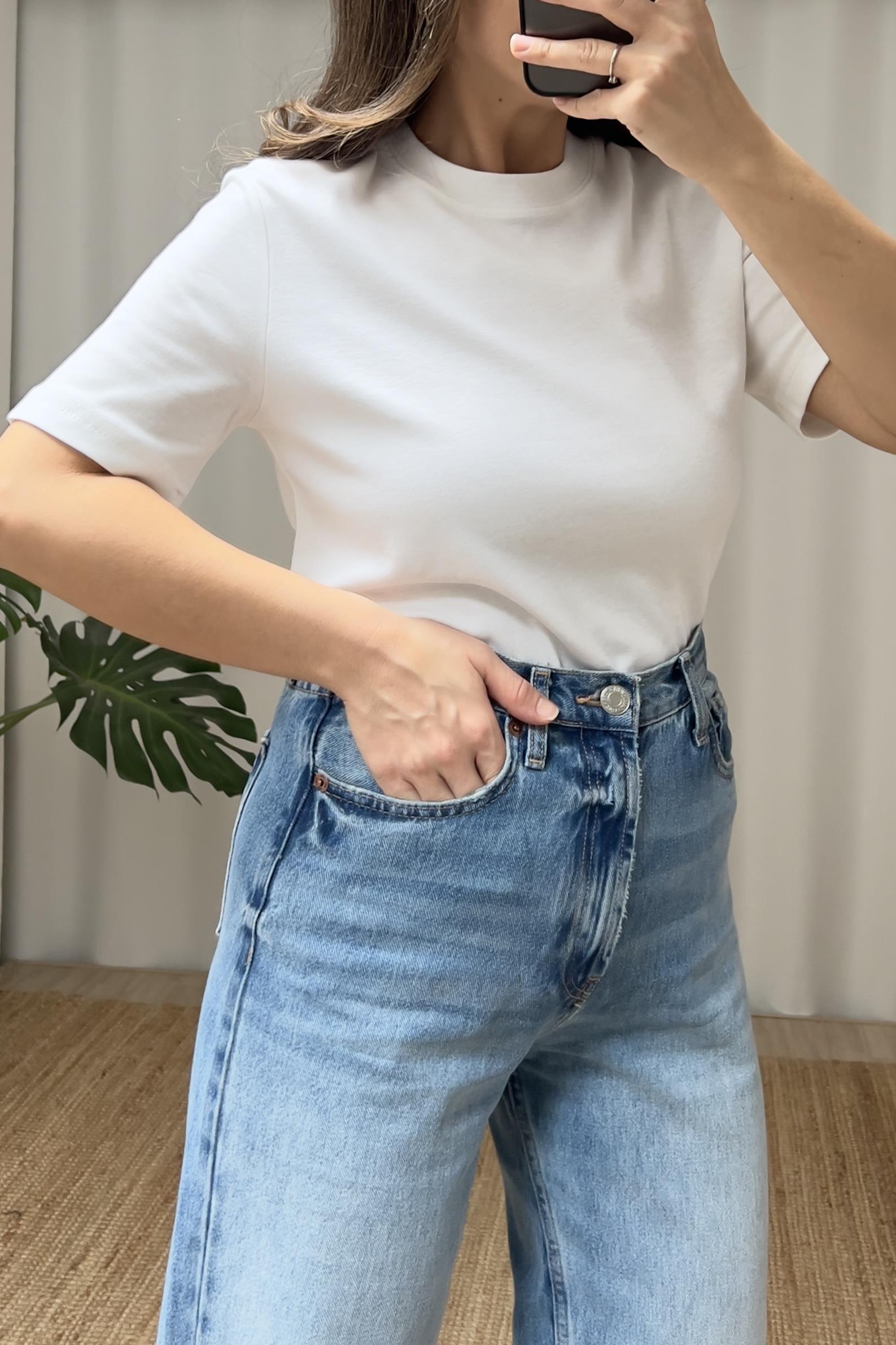 Ekru Organik Pamuklu Basic Tshirt uygun fiyatlarda www.butikhola.com adresinde