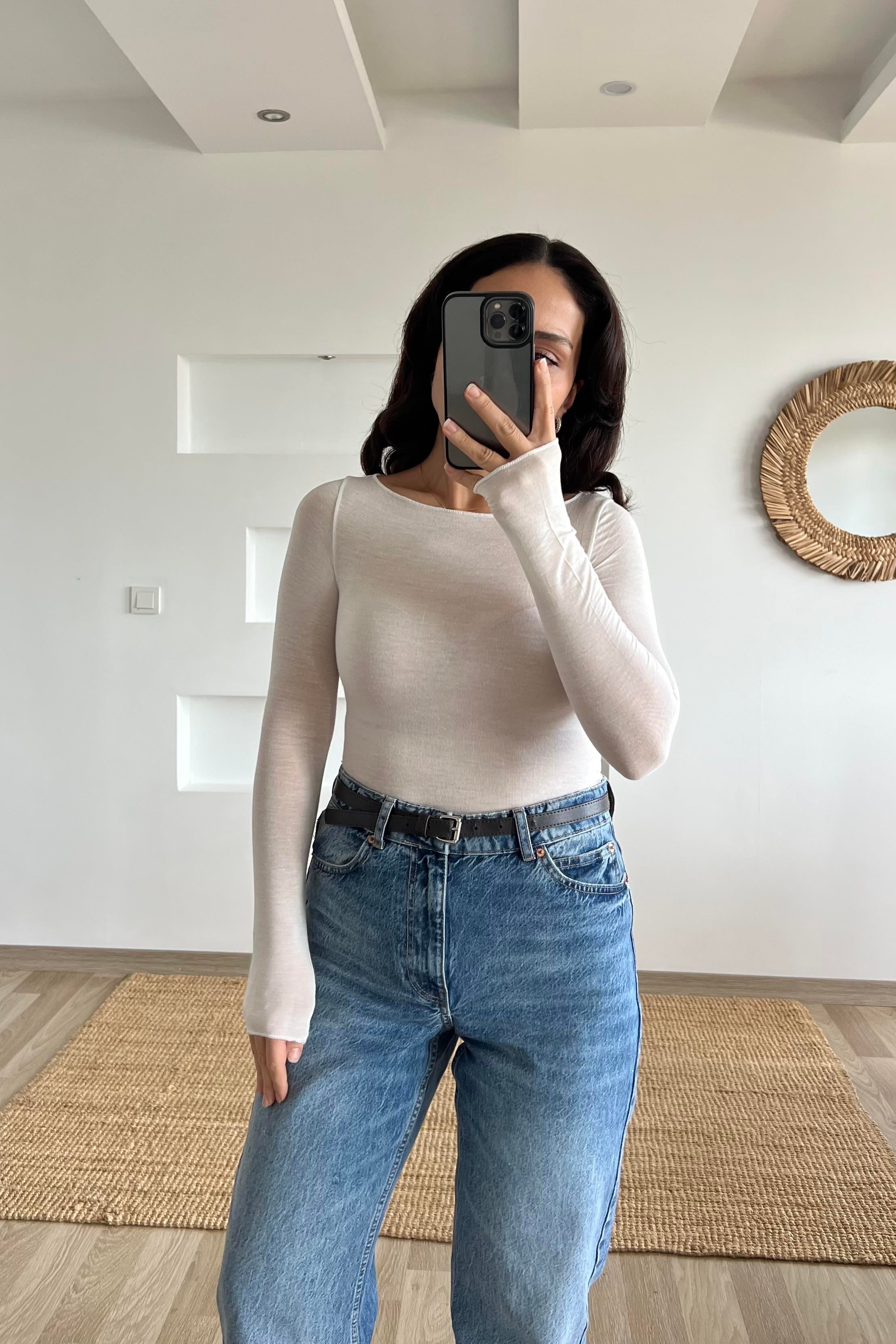Ekru Transparan Kaşmir Dokulu Bluz uygun fiyatlarda www.butikhola.com adresinde