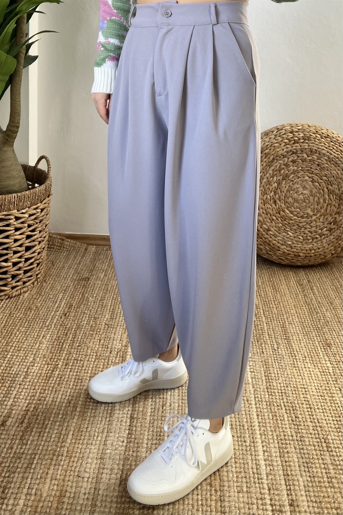 Gri Şalvar Kumaş Pantolon uygun fiyatlarda www.butikhola.com adresinde