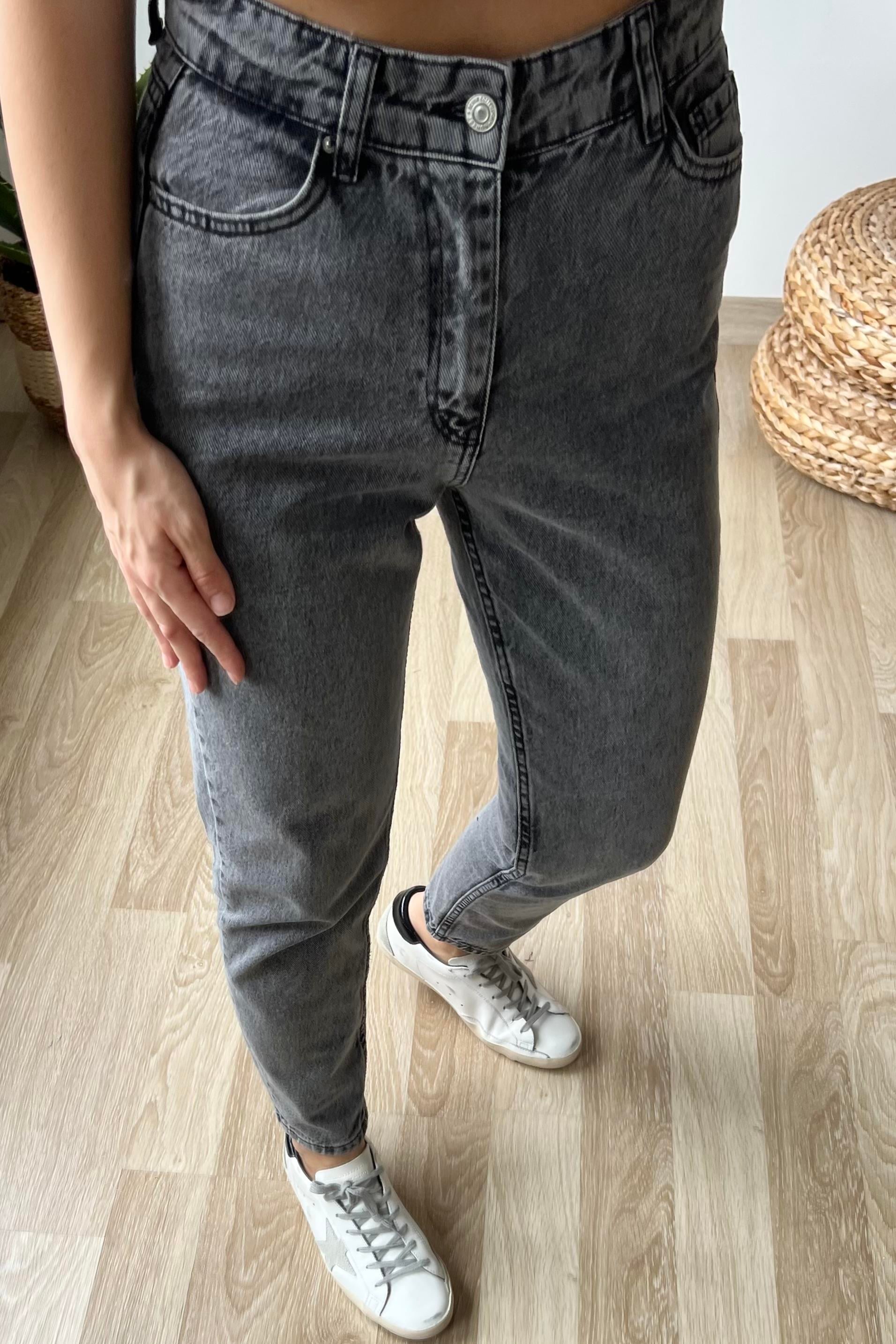Gri Yıkamalı Mom Fit Jean  uygun fiyatlarda www.butikhola.com adresinde