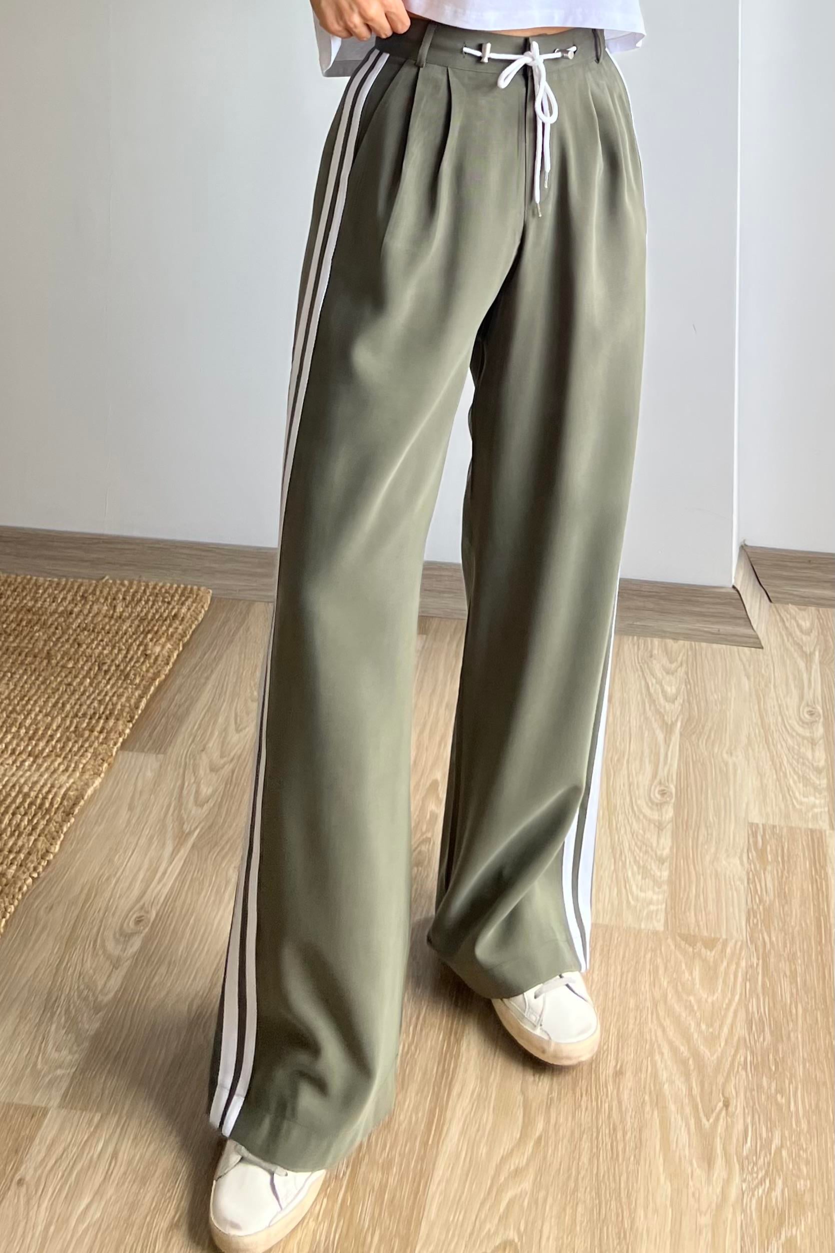 Haki Beli İpli Yanı Şeritli Comfort Pantolon uygun fiyatlarda www.butikhola.com adresinde