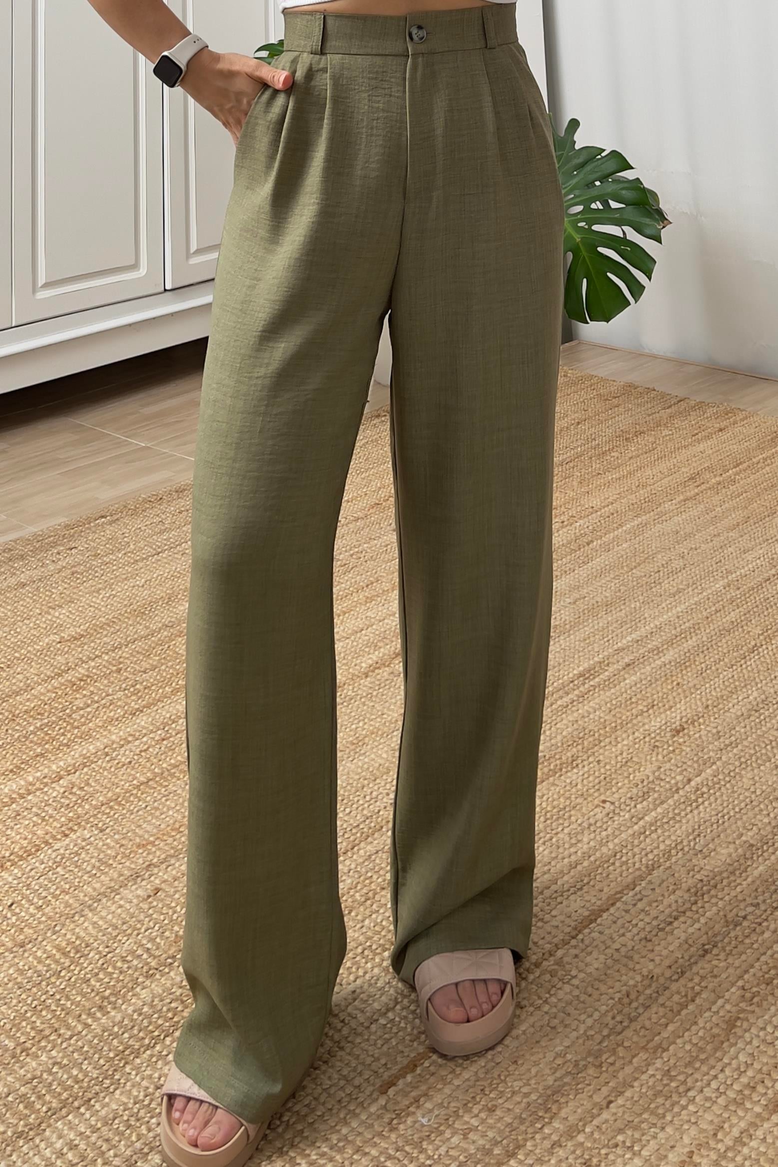 Haki Beli Lastikli Döümlü pantolon uygun fiyatlarda www.butikhola.com adresinde