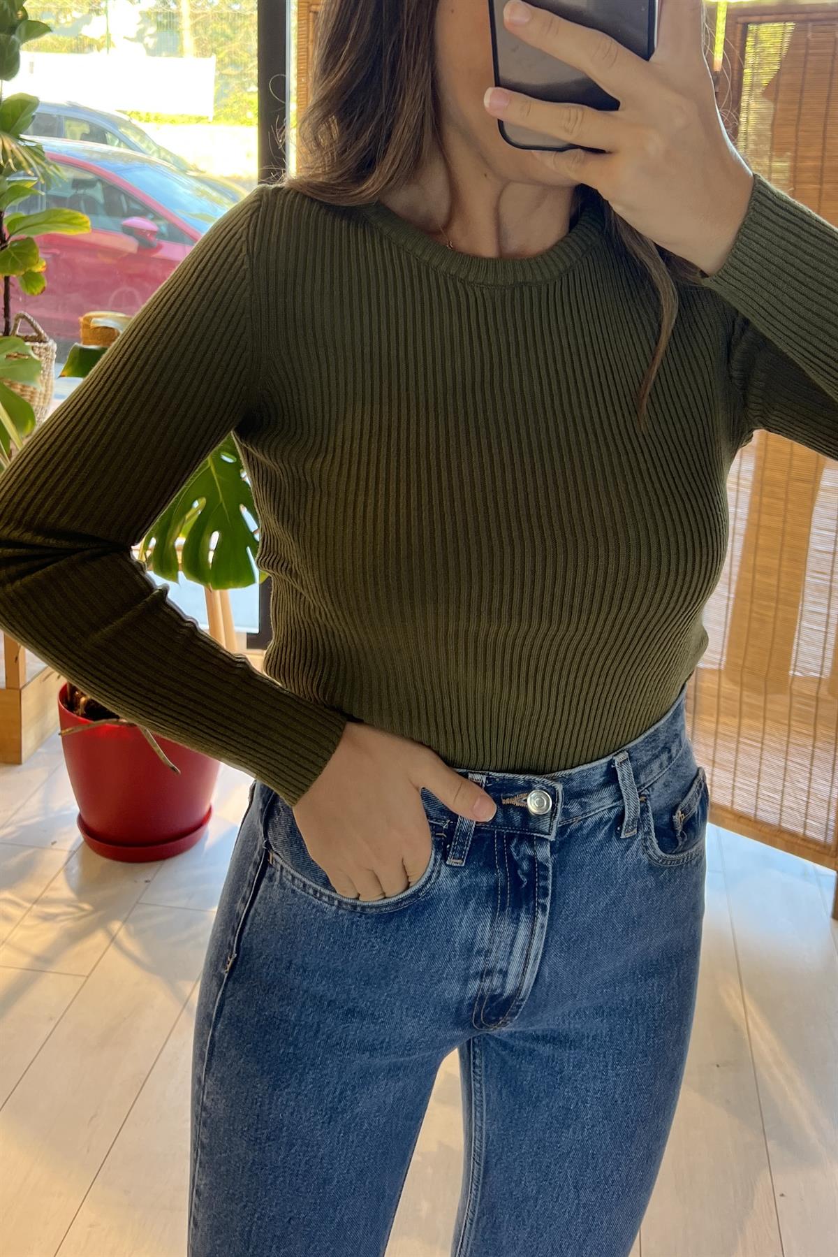 Haki Fitilli Basic Triko uygun fiyatlarda www.butikhola.com adresinde