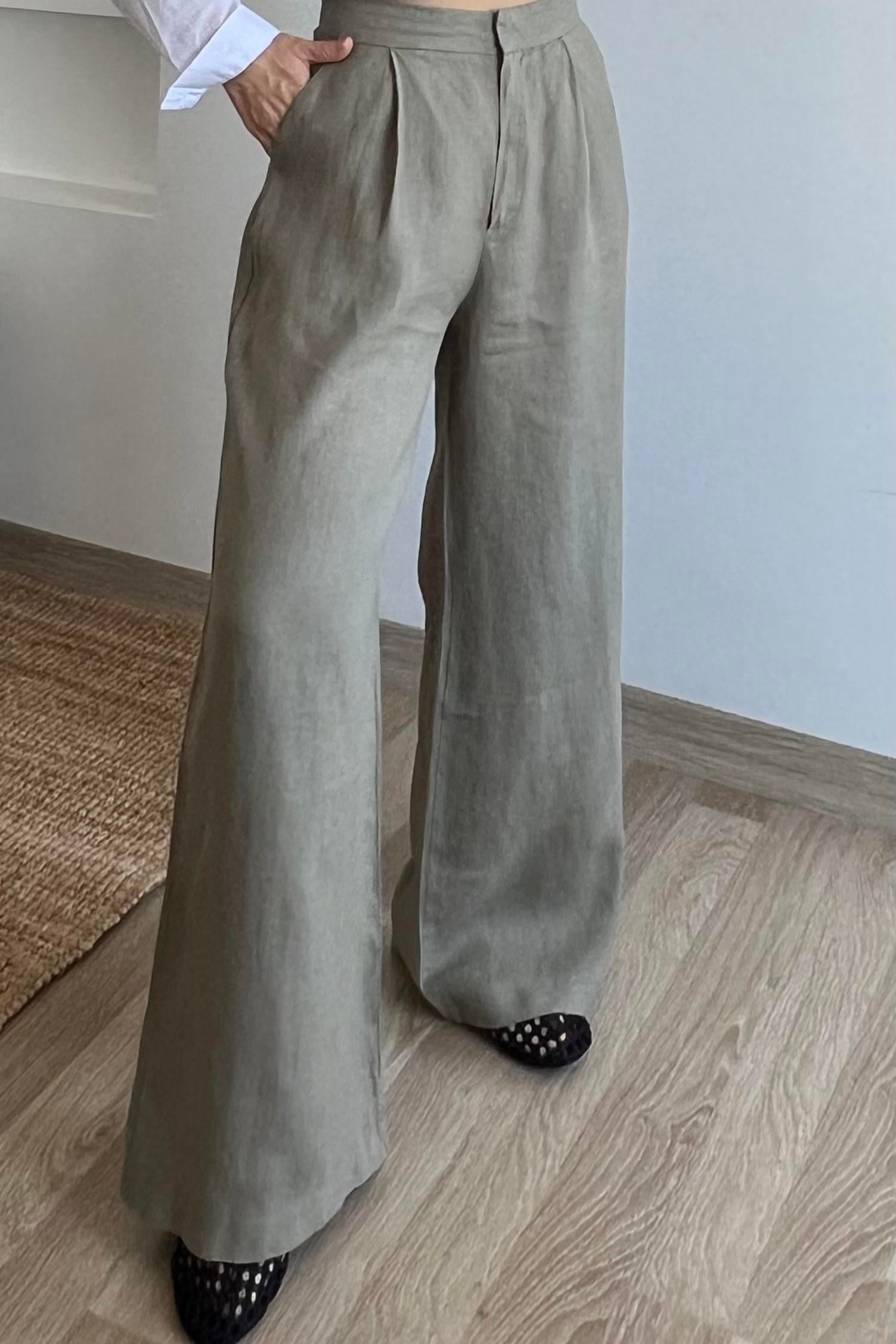 Haki Ham Keten Comfort Pantolon uygun fiyatlarda www.butikhola.com adresinde