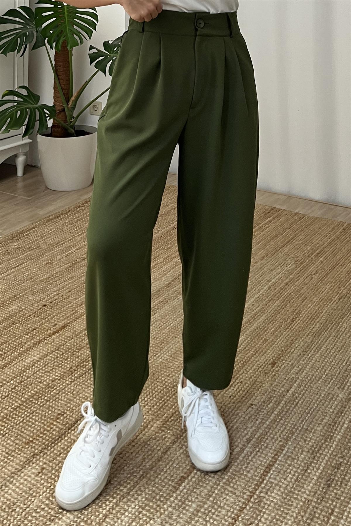 Haki Şalvar Pantolon uygun fiyatlarda www.butikhola.com adresinde
