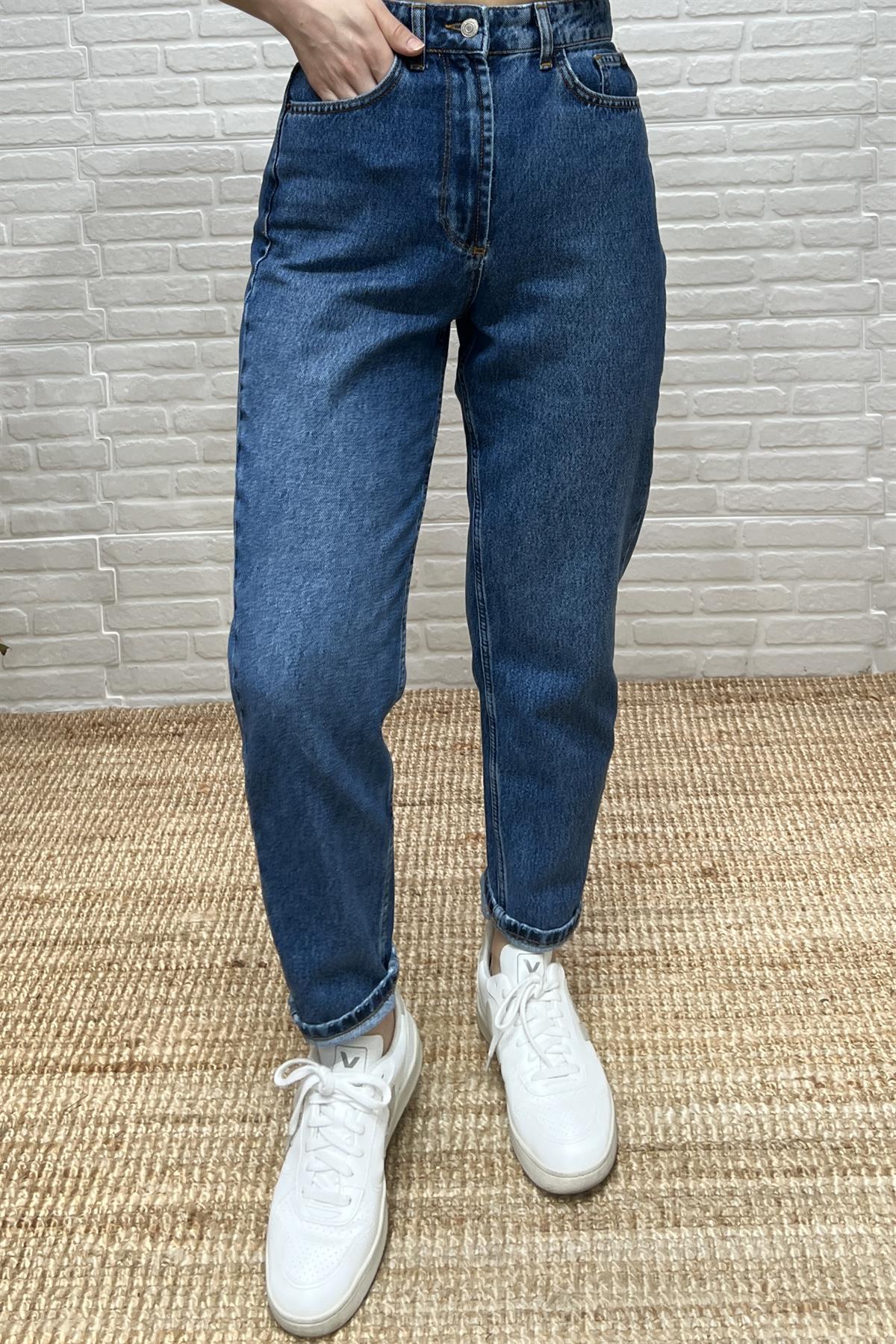 İndigo Ekstra Yüksek Bel Dikiş Detaylı Jean uygun fiyatlarda www.butikhola.com adresinde