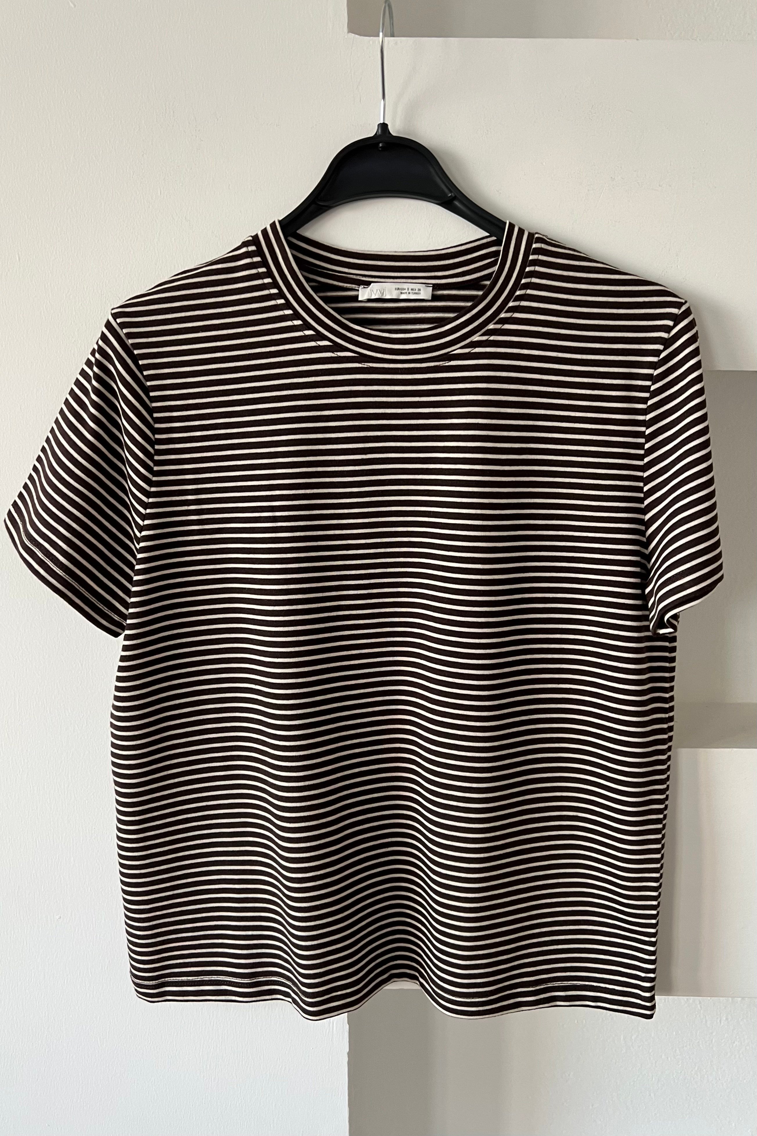 Kahve Çizgili Basic Tshirt uygun fiyatlarda www.butikhola.com adresinde