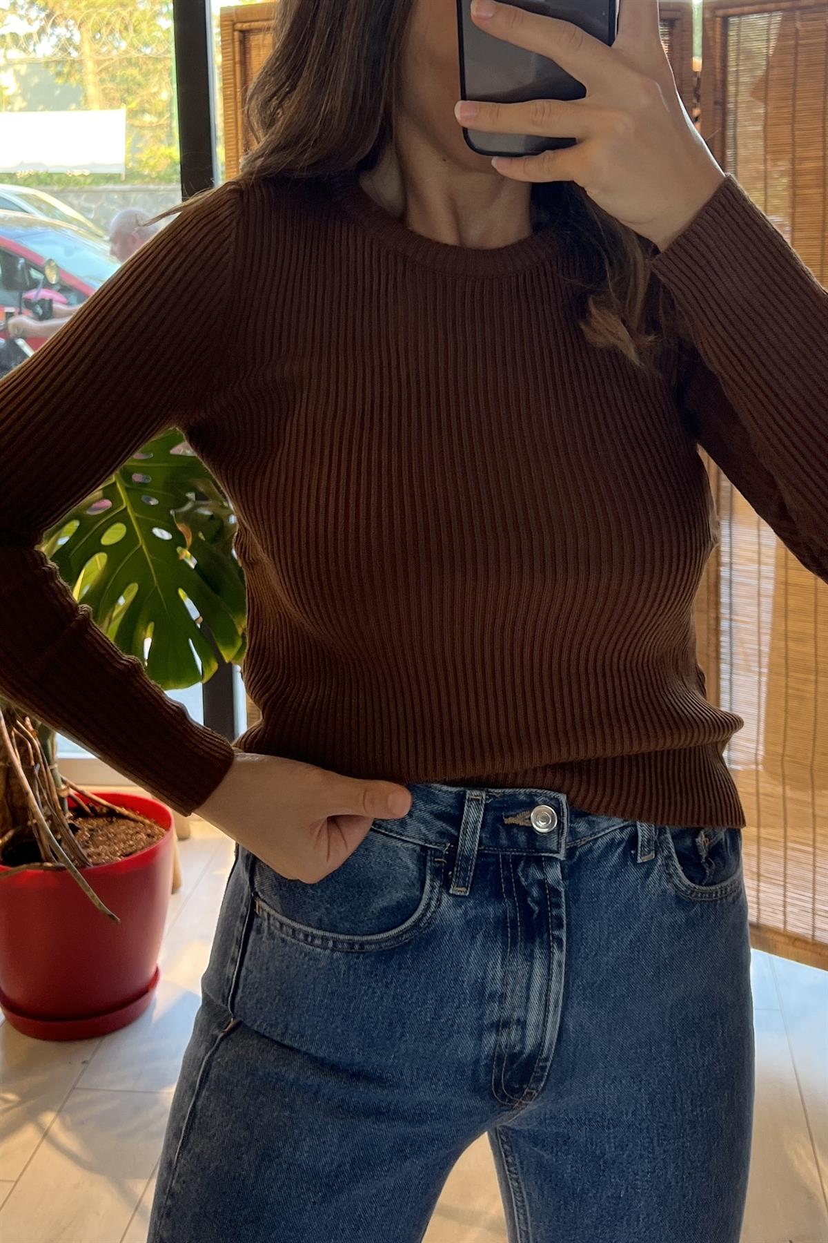 Kahve Fitilli Basic Triko uygun fiyatlarda www.butikhola.com adresinde