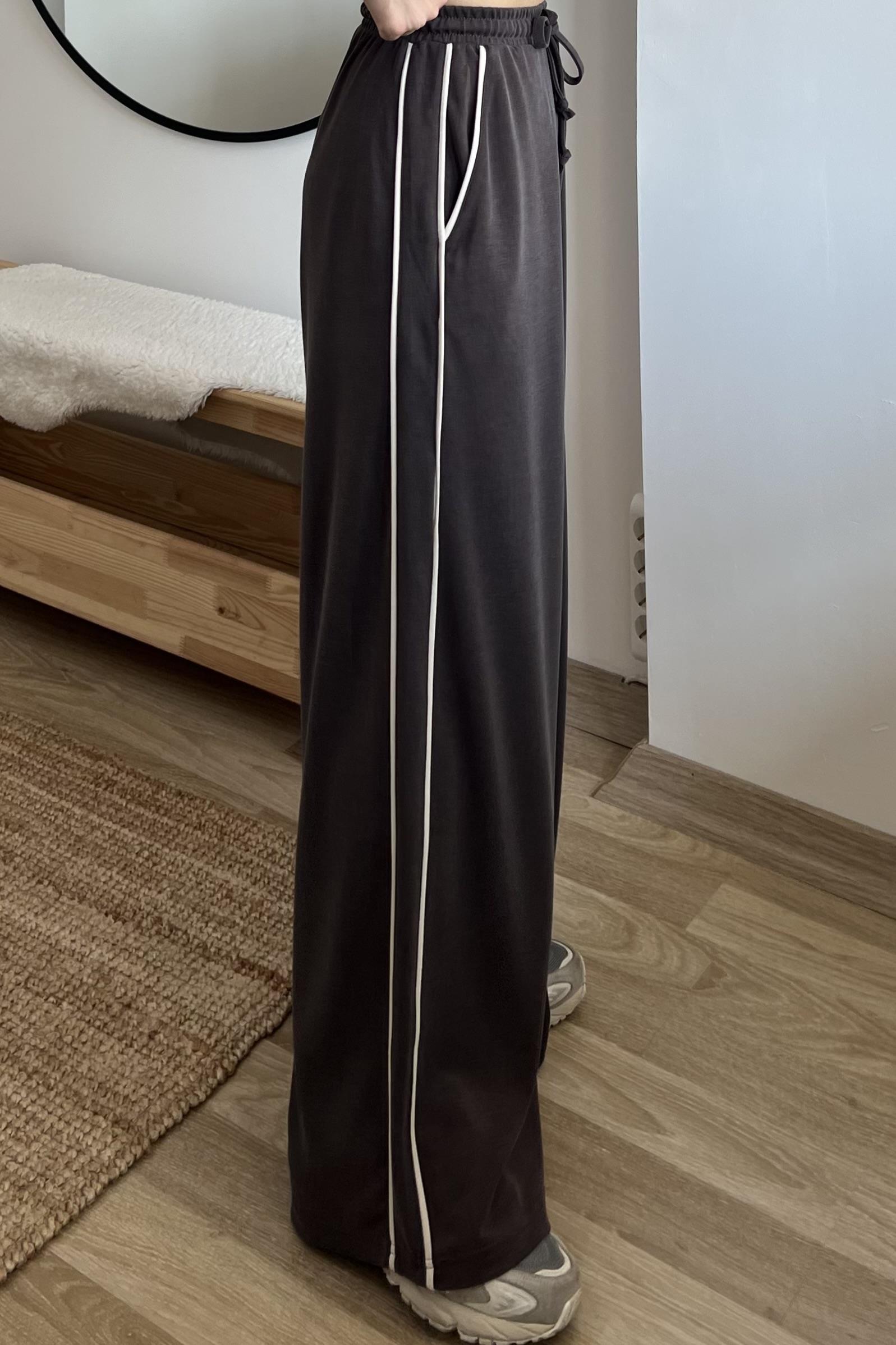 Kahve Oys Şerit Detaylı Rahat Modal Pantolon uygun fiyatlarda www.butikhola.com adresinde