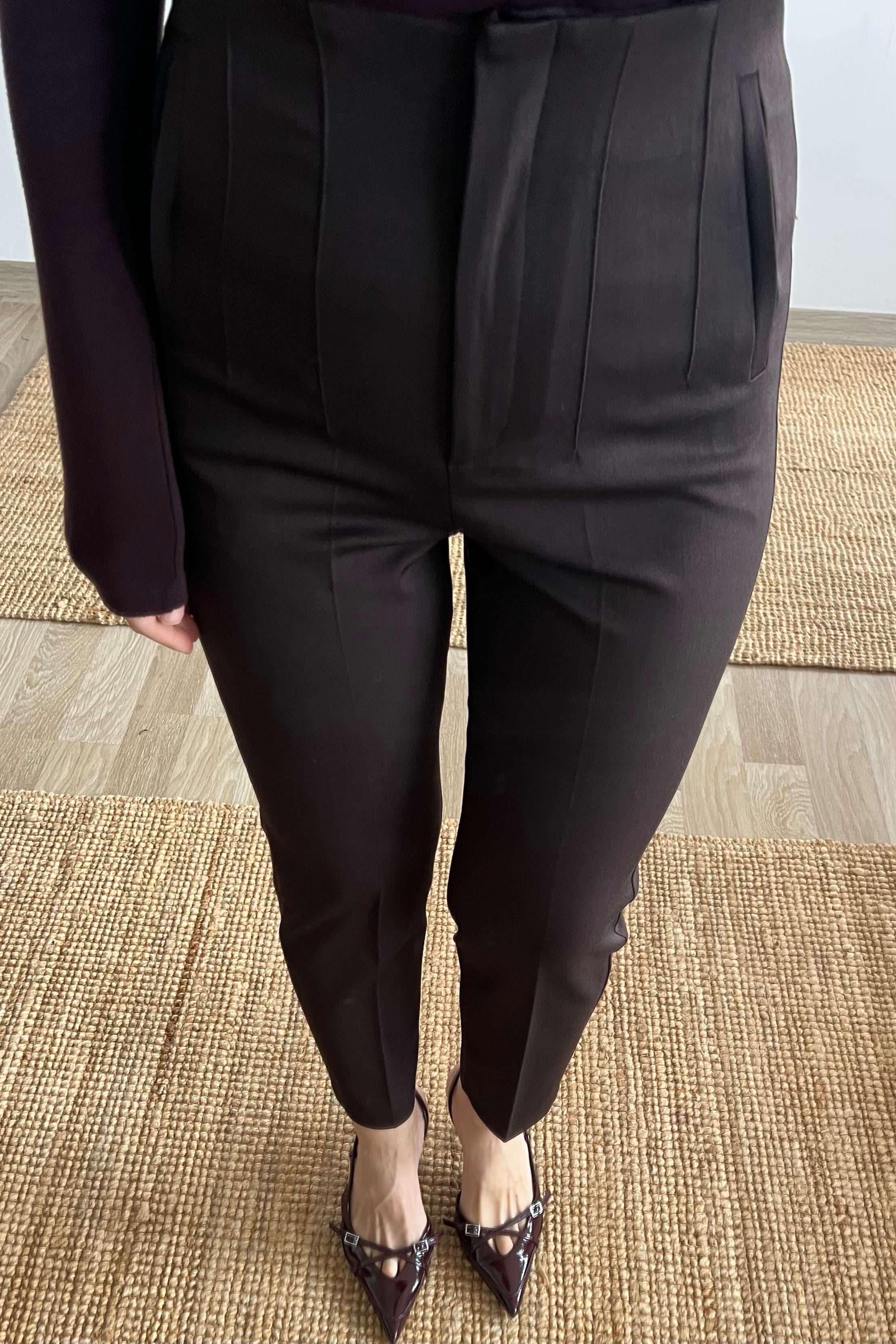 Kahve Yüksek Bel Dikiş Detaylı Pantolon uygun fiyatlarda www.butikhola.com adresinde