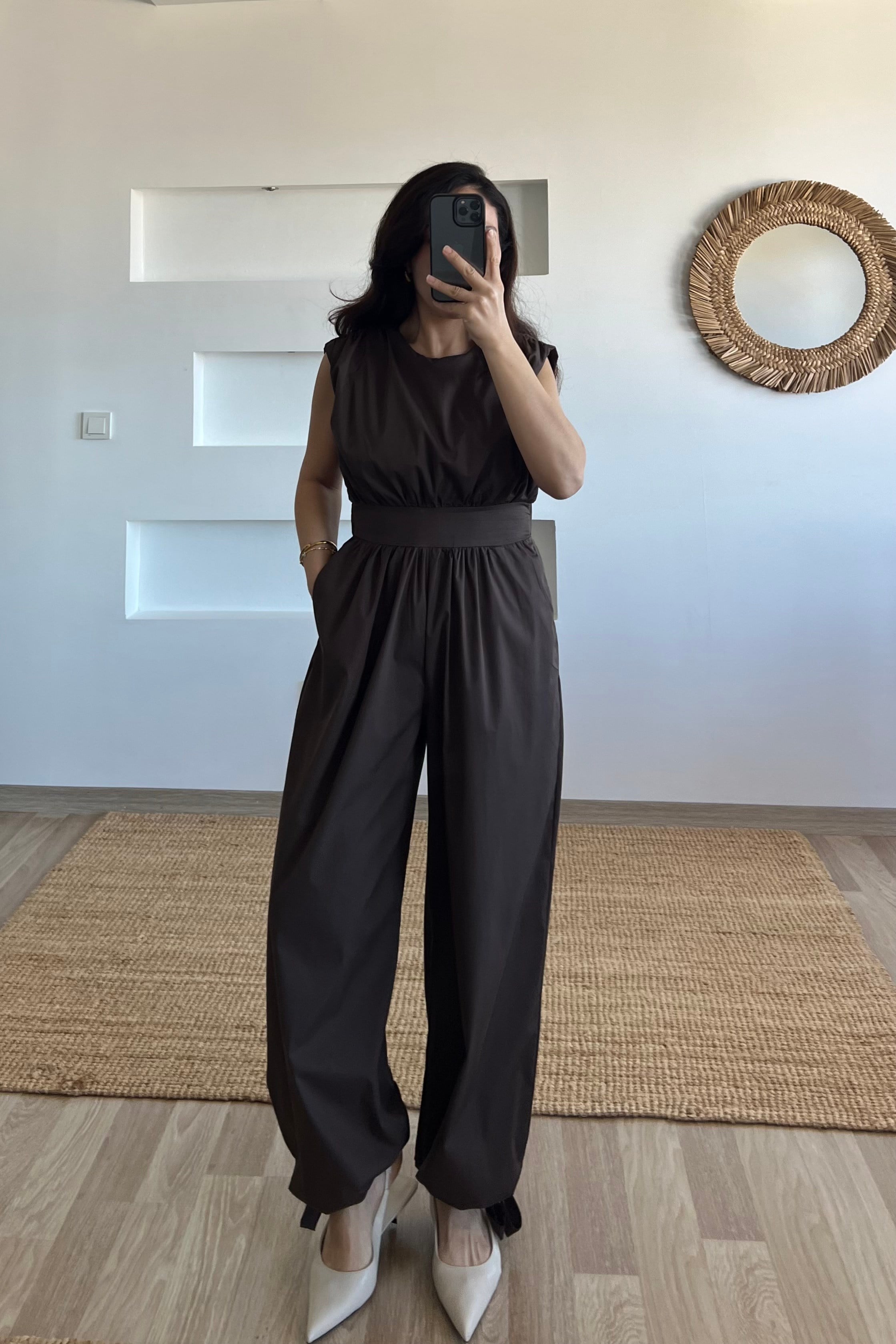 Kahverengi Beli Lastikli Tulum uygun fiyatlarda www.butikhola.com adresinde