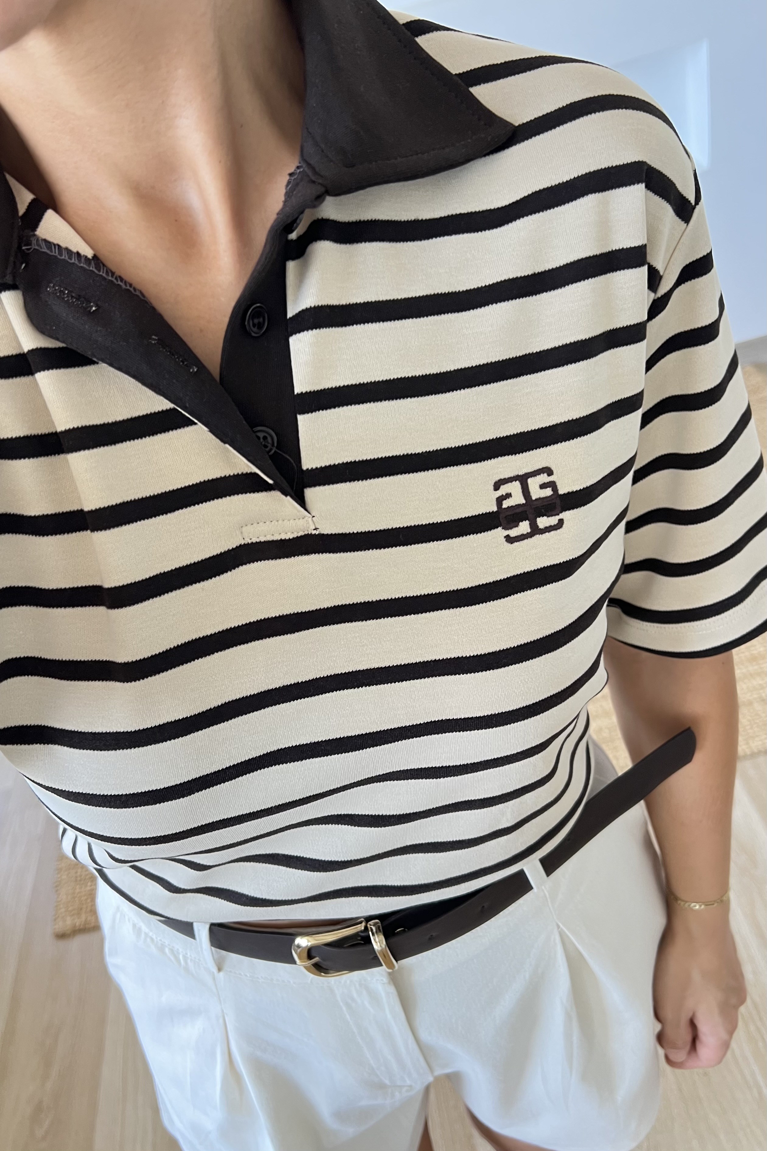 Kahverengi Çizgili Polo Yaka Tshirt uygun fiyatlarda www.butikhola.com adresinde