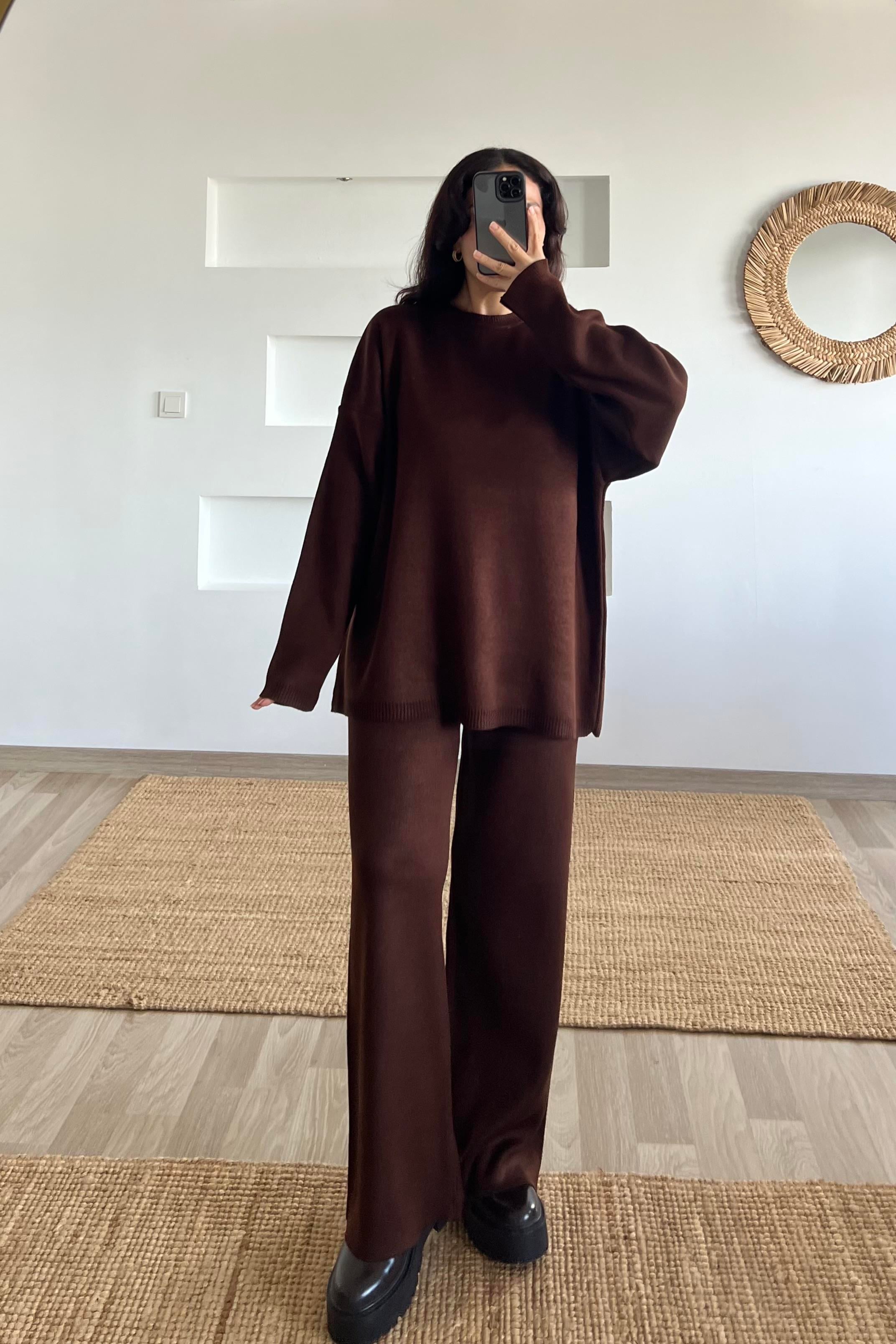 Kahverengi Comfort Triko Takım uygun fiyatlarda www.butikhola.com adresinde