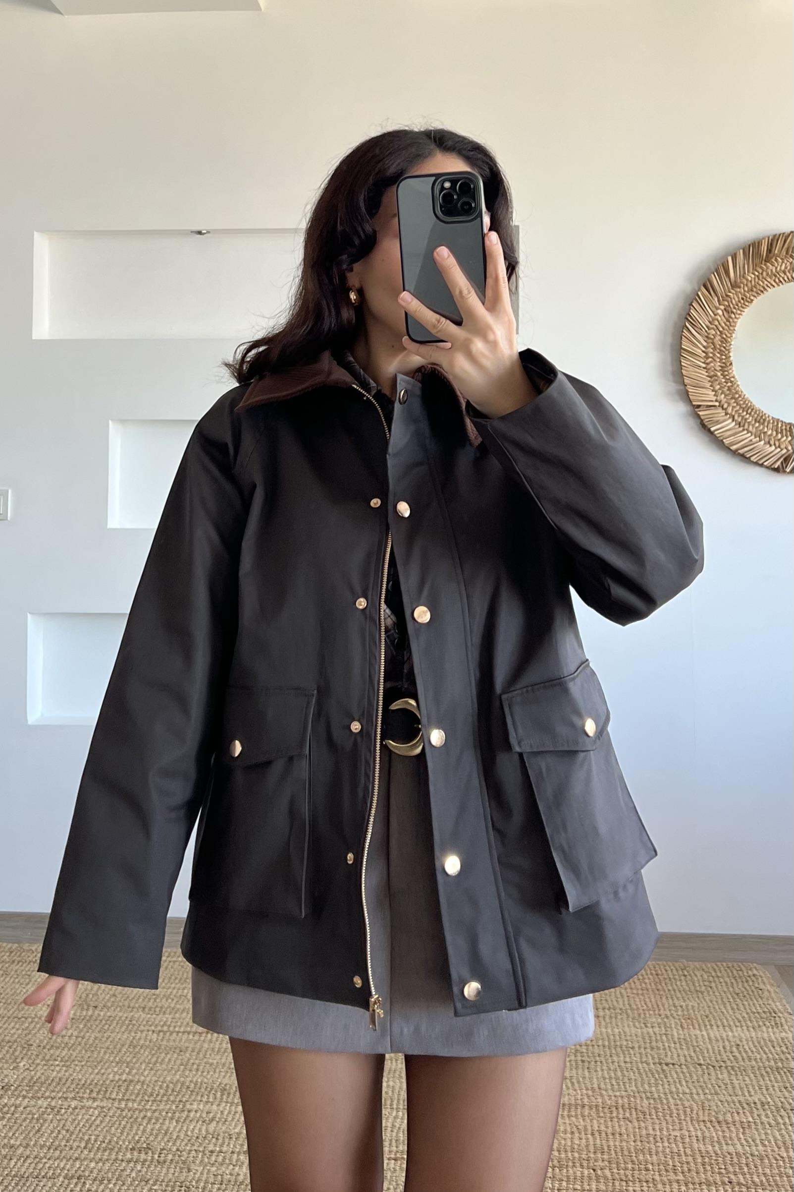 Kahverengi Kadife Yaka İçi Ekoseli Ceket uygun fiyatlarda www.butikhola.com adresinde