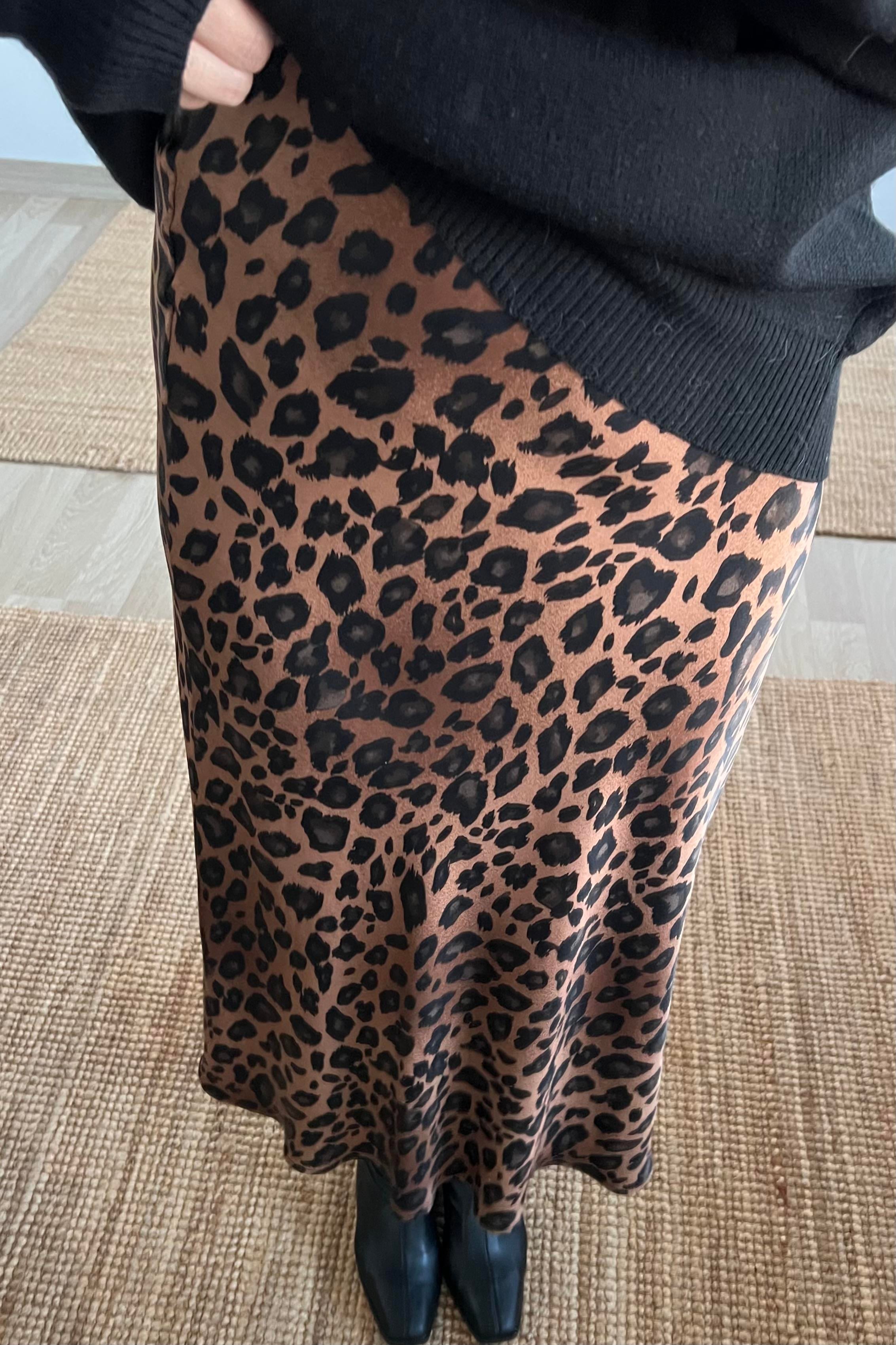 Kahverengi Leopar Desenli Beli Lastikli Saten Etek uygun fiyatlarda www.butikhola.com adresinde