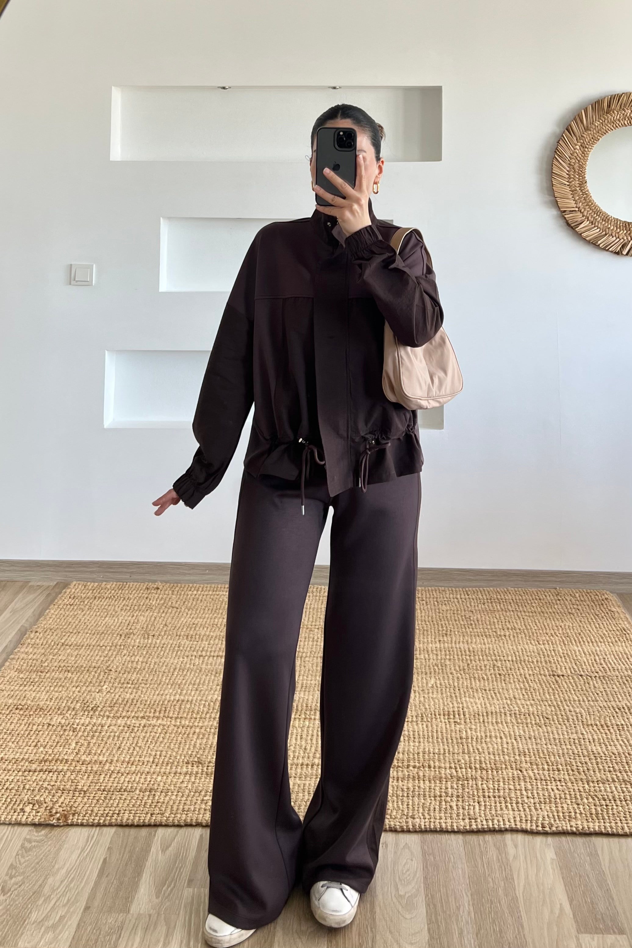 Kahverengi Paraşüt Garnili Modal Takım uygun fiyatlarda www.butikhola.com adresinde