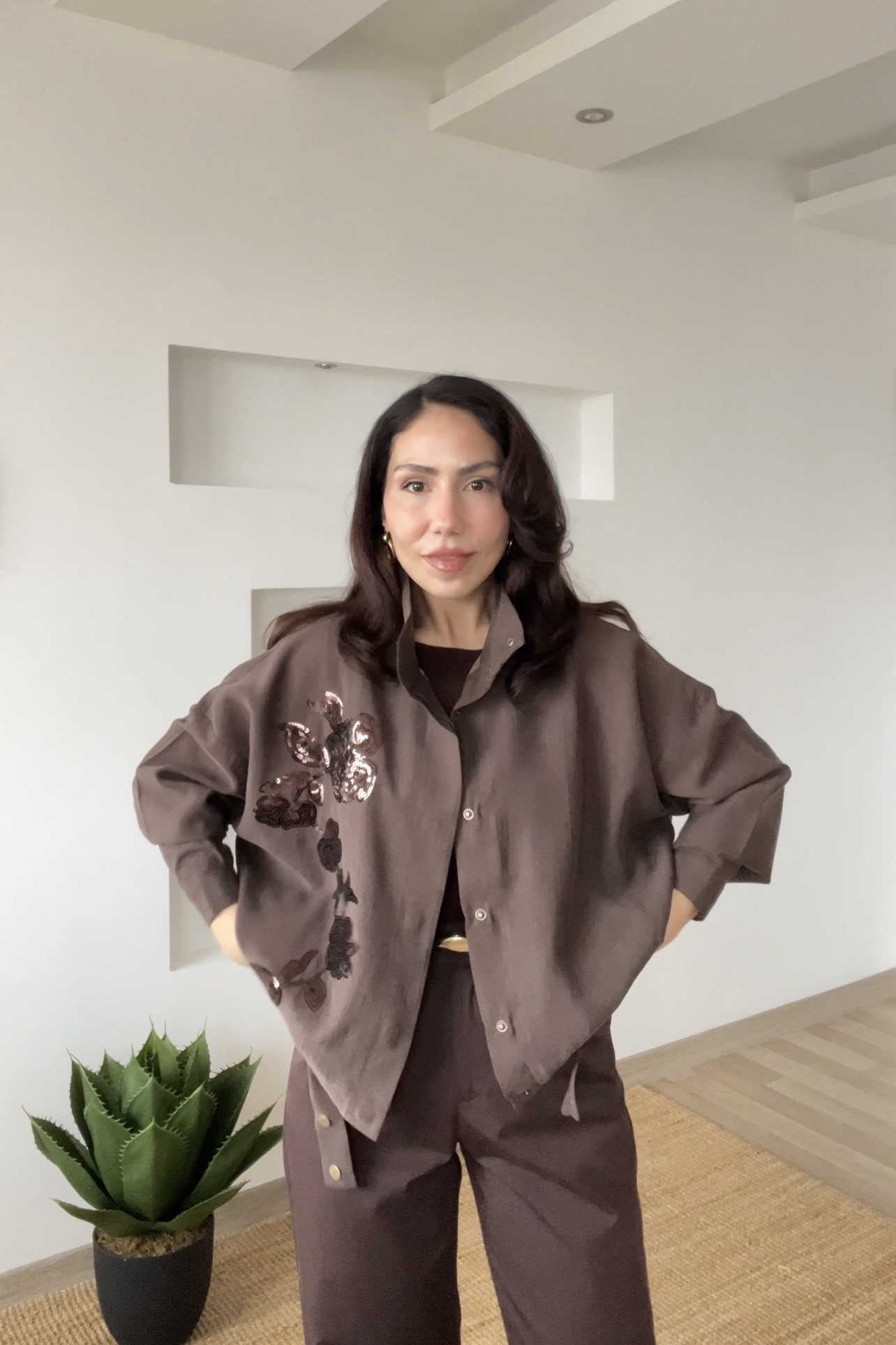 Kahverengi Premium İşlemeli Tensel Bomber Ceket uygun fiyatlarda www.butikhola.com adresinde