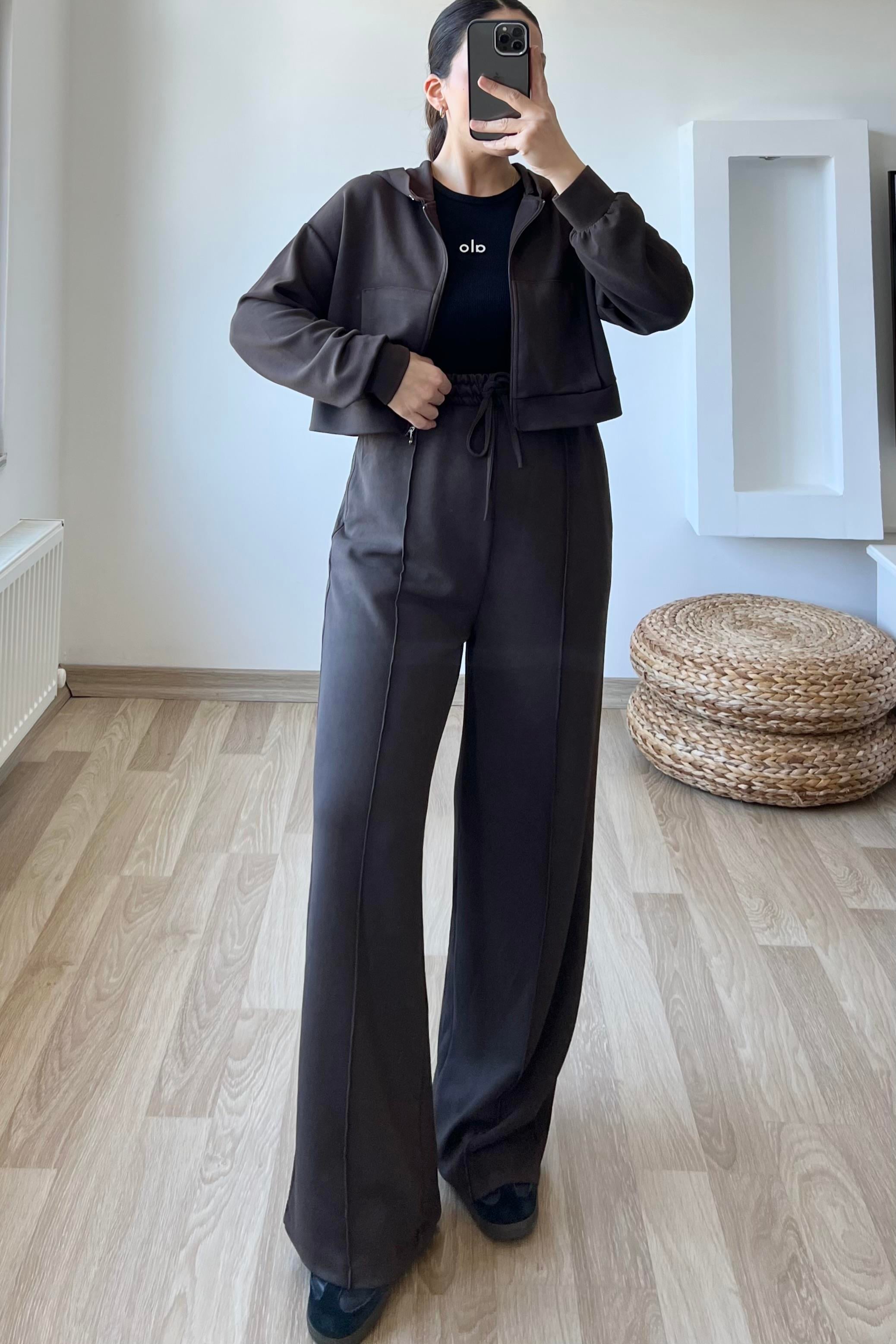 Kahverengi Premium Yıkamalı Eşofman Takımı uygun fiyatlarda www.butikhola.com adresinde