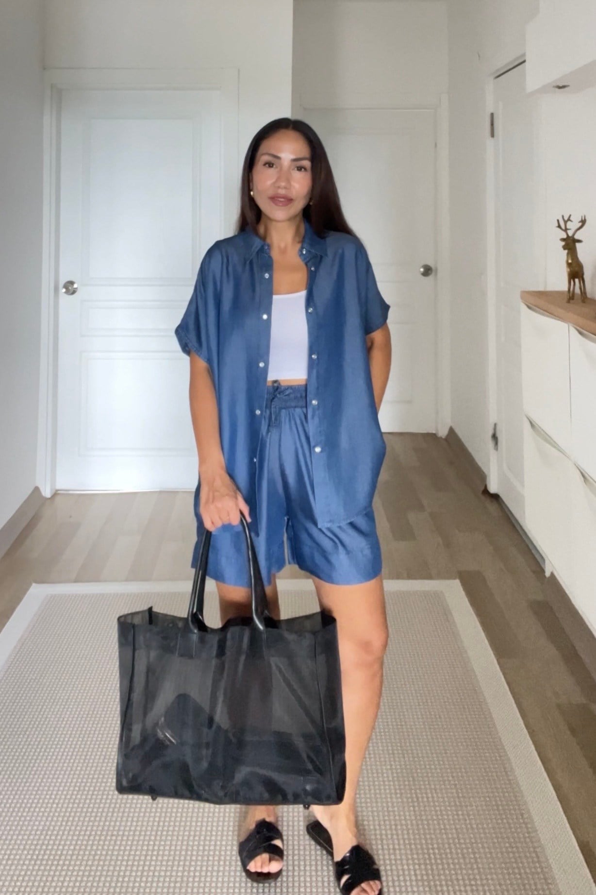 Koyu Mavi Şehir Boy Şortlu Tensel Takım uygun fiyatlarda www.butikhola.com adresinde