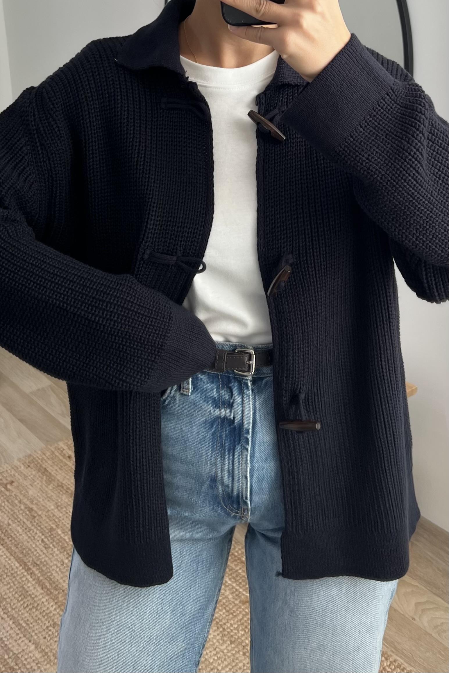 Lacivert Boynuz Düğmeli Merserize Hırka uygun fiyatlarda www.butikhola.com adresinde