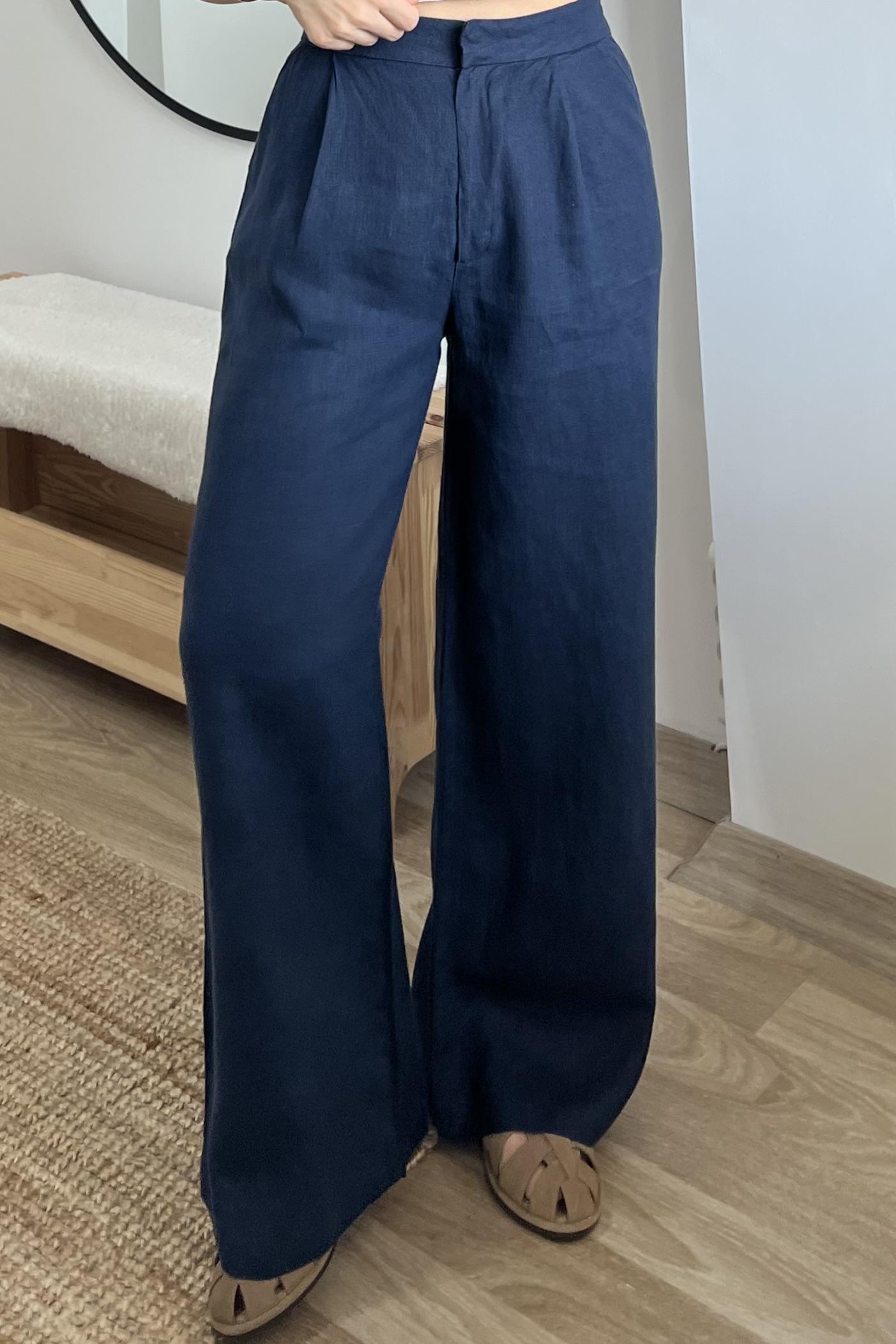 Lacivert Ham Keten Comfort Pantolon uygun fiyatlarda www.butikhola.com adresinde