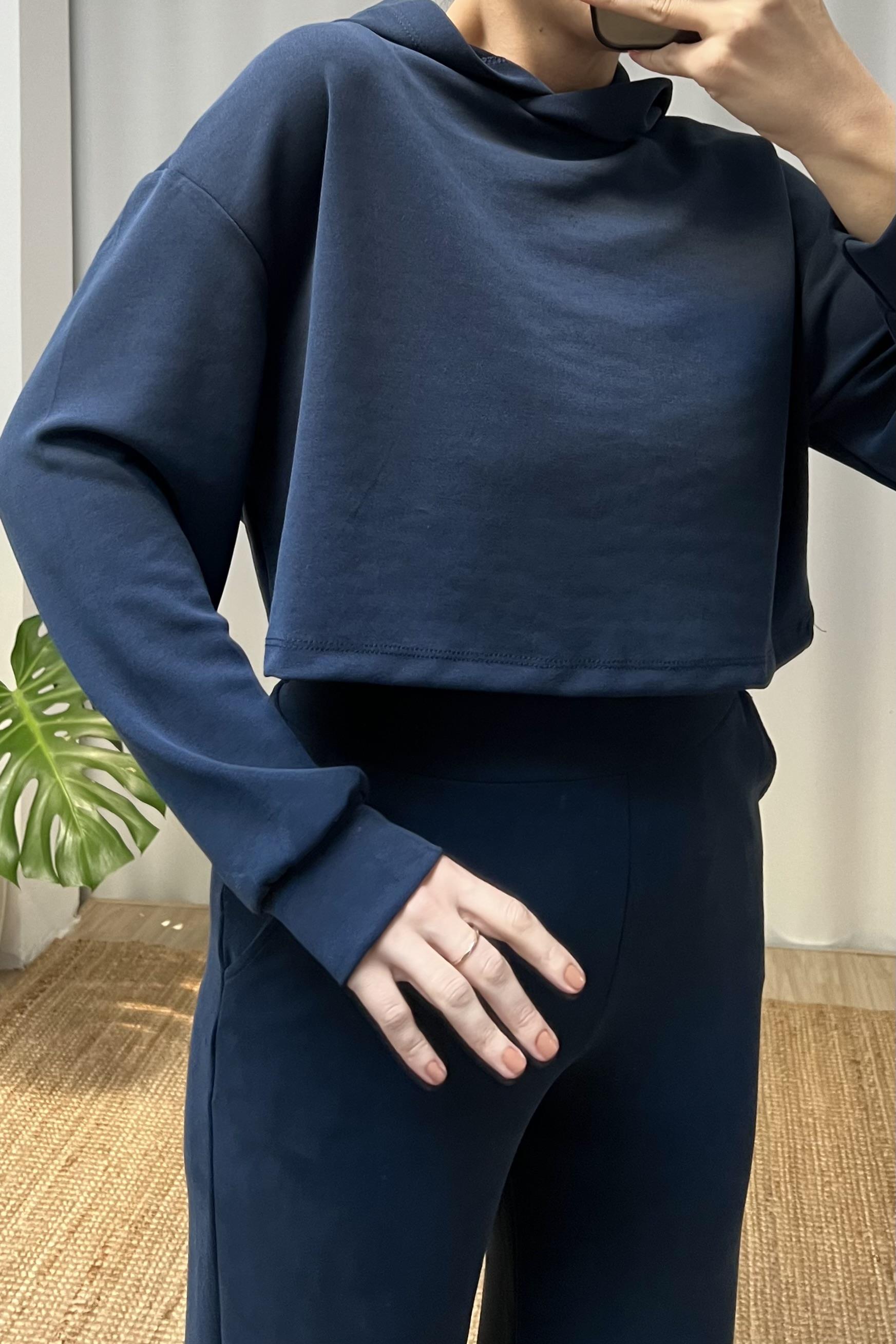 Lacivert Kapüşonlu Oys Modal Sweatshirt uygun fiyatlarda www.butikhola.com adresinde