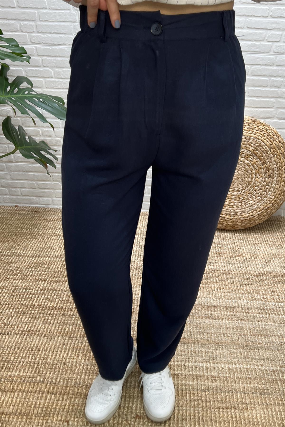 Lacivert Keten Pantolon  uygun fiyatlarda www.butikhola.com adresinde