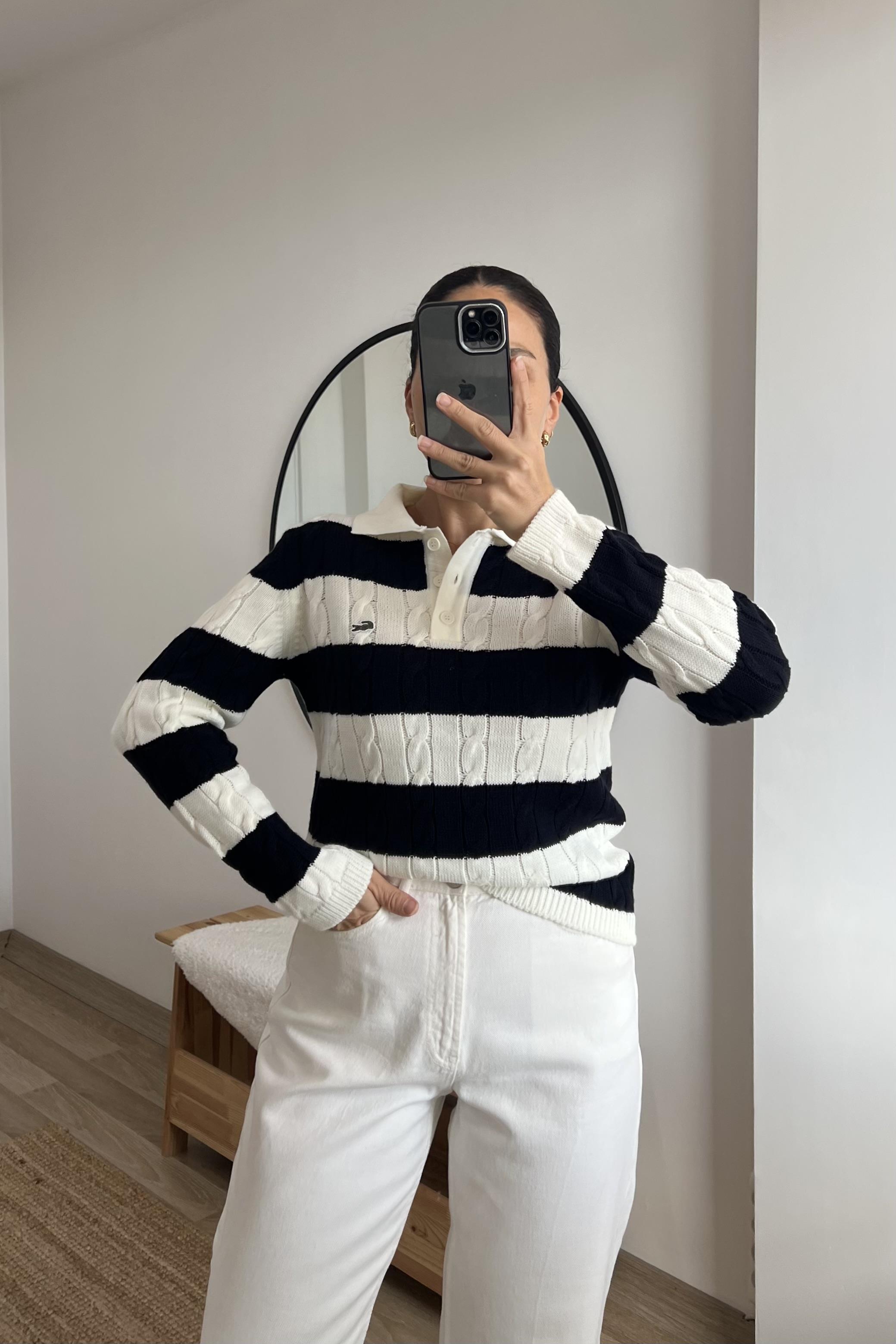 Lacivert Şeritli Polo Yaka Triko uygun fiyatlarda www.butikhola.com adresinde