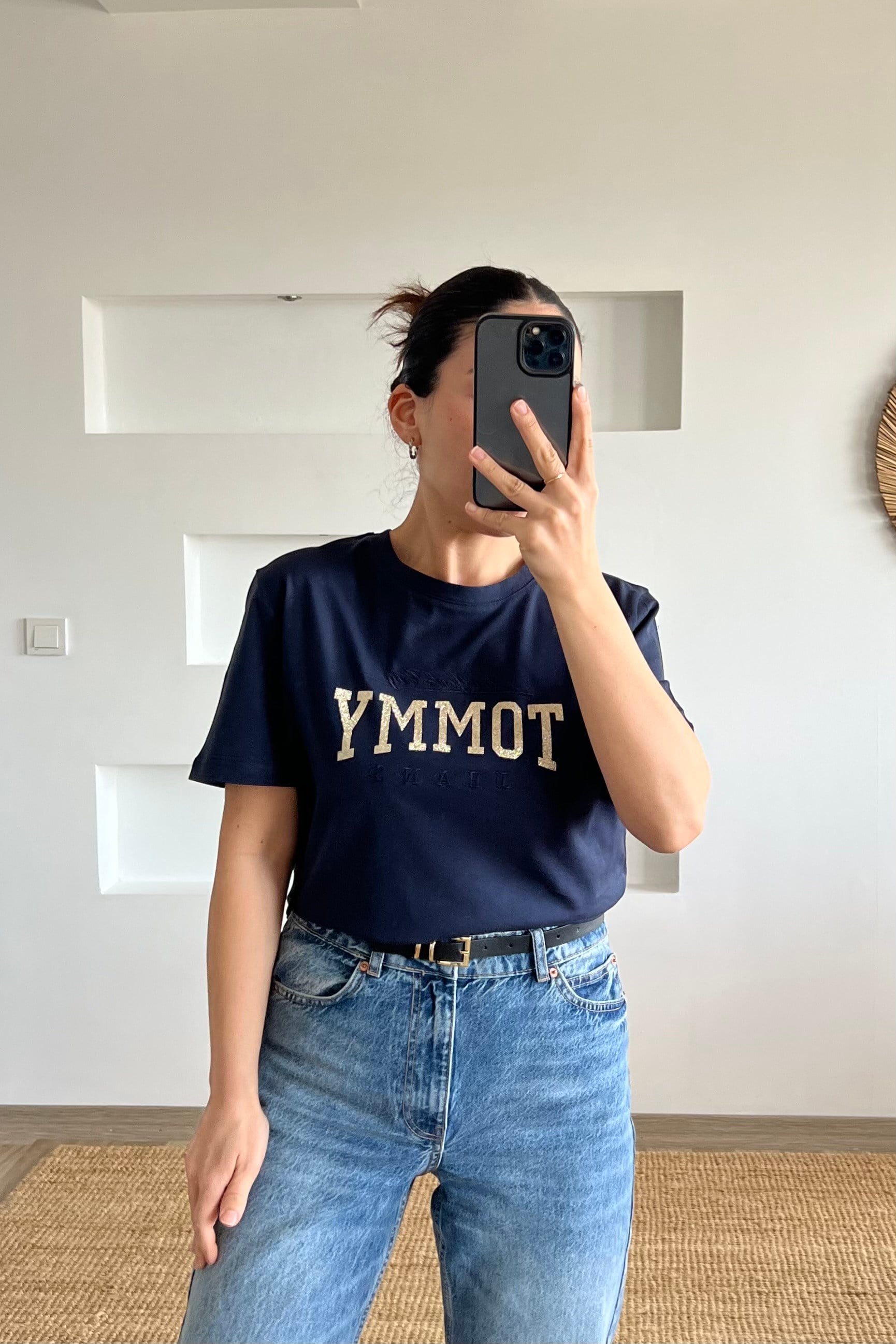 Lacivert Simli Yazılı Oversize Tshirt uygun fiyatlarda www.butikhola.com adresinde