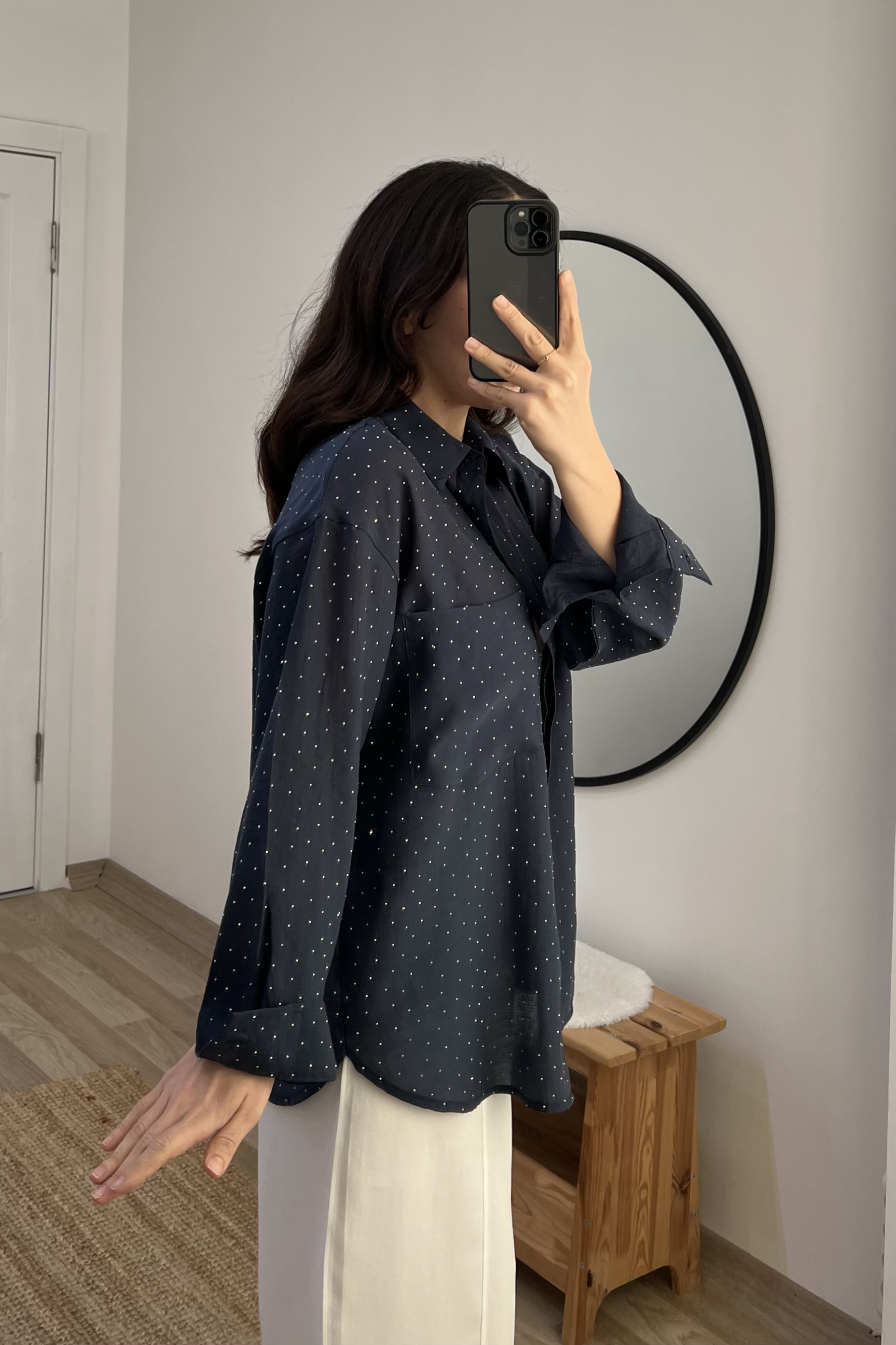 Lacivert Taşlı Tensel Gömlek uygun fiyatlarda www.butikhola.com adresinde