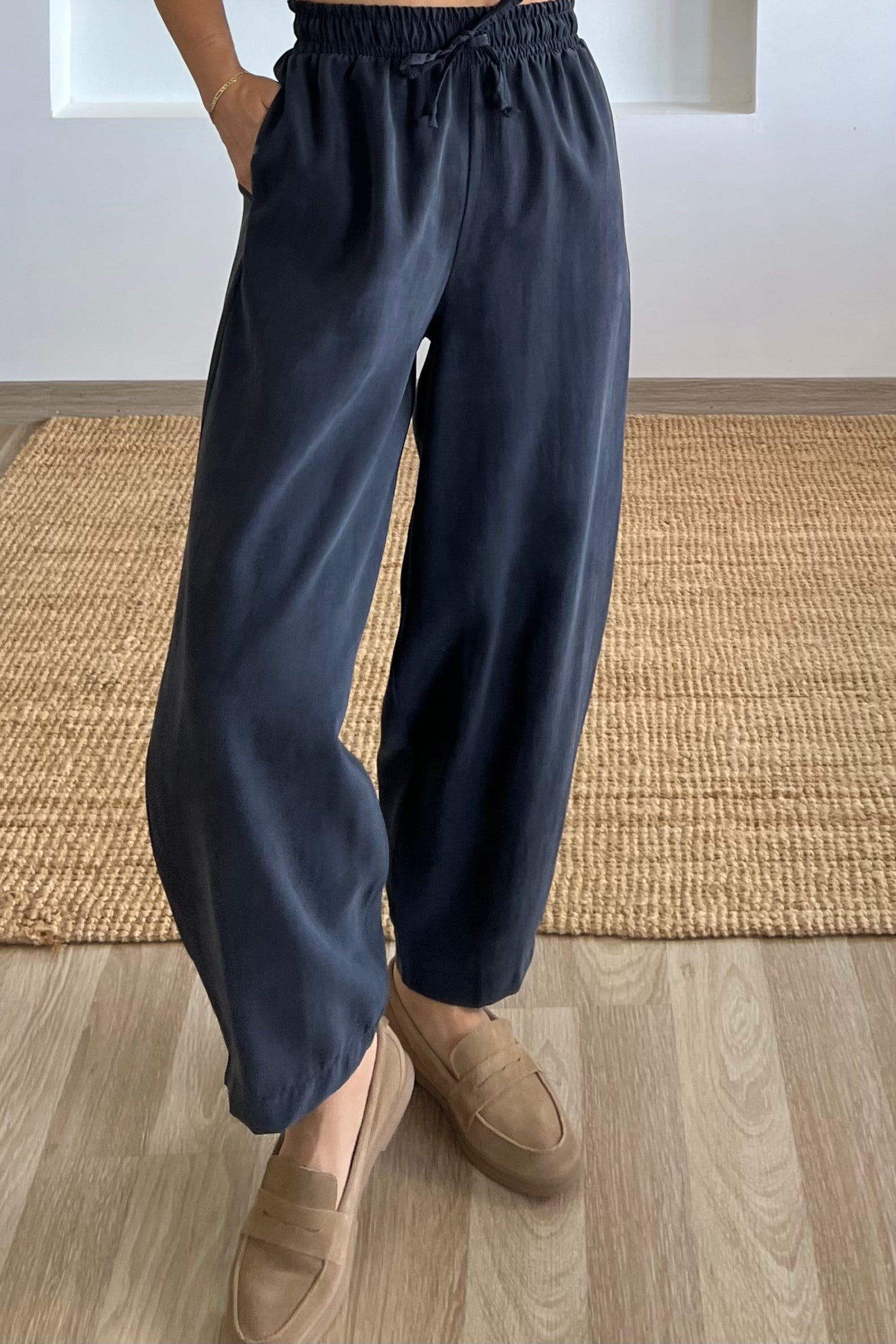 Md Antrasit Beli Lastikli Tensel Şalvar Pantolon uygun fiyatlarda www.butikhola.com adresinde