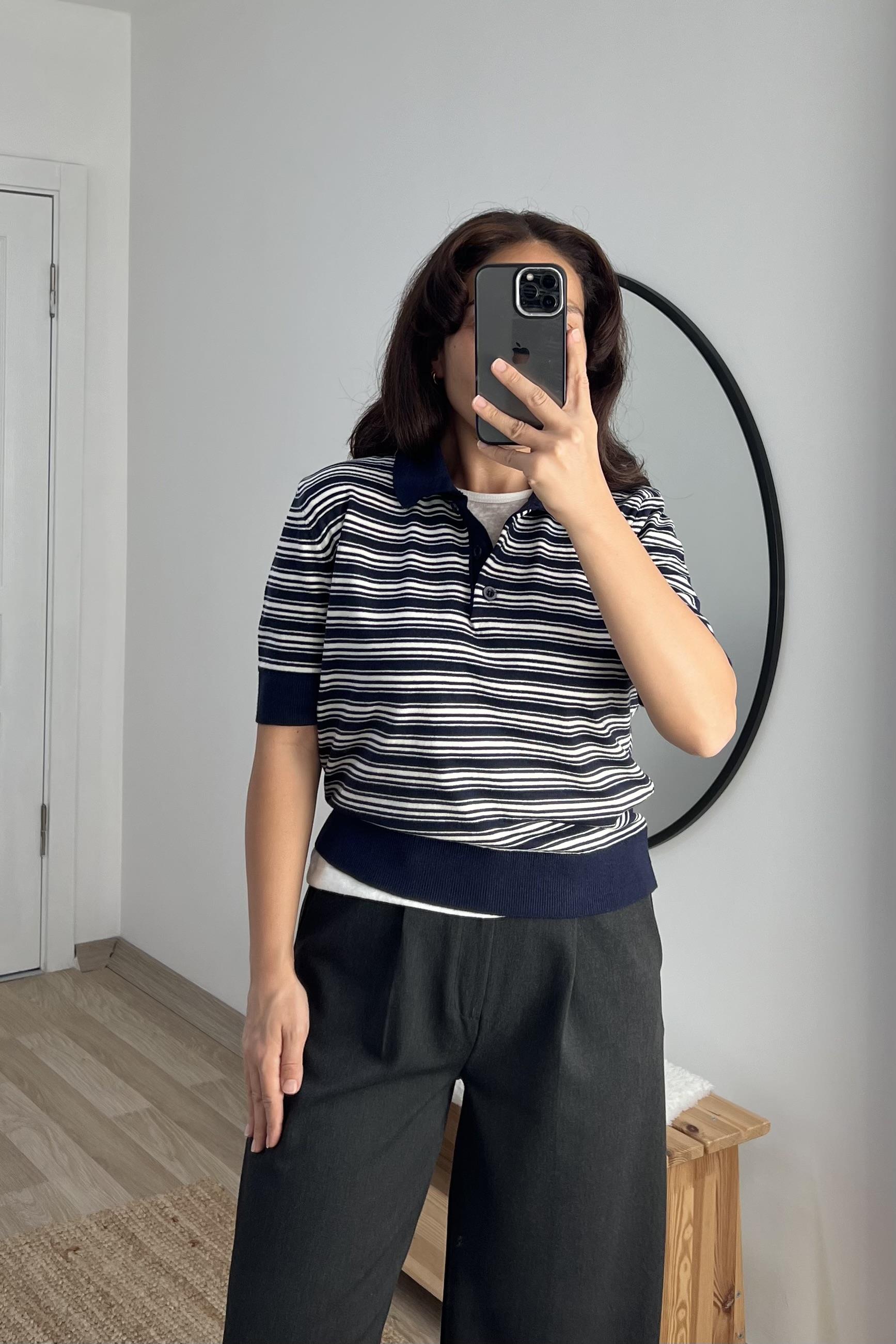 MD Lacivert Çizgili Polo Yaka Triko uygun fiyatlarda www.butikhola.com adresinde