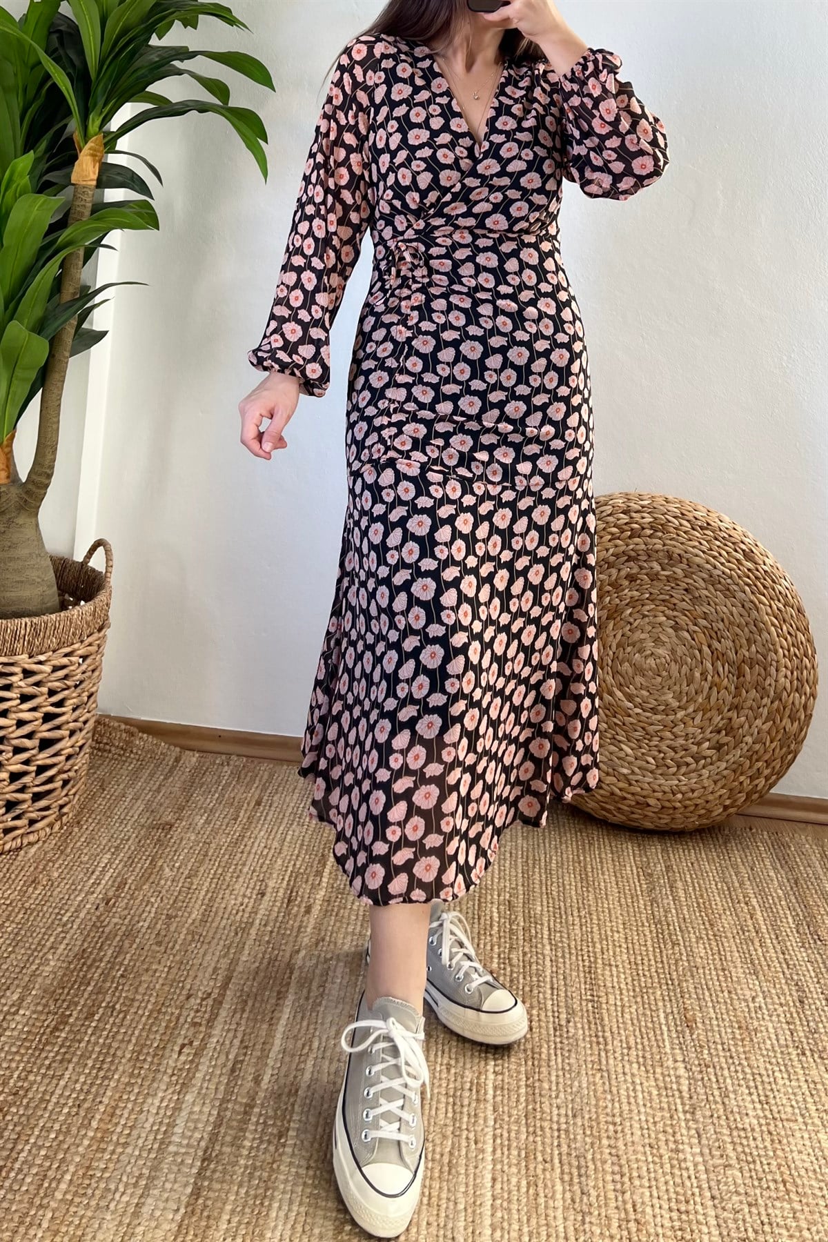 Mng Çiçek Desenli Astarlı Şifon Elbise uygun fiyatlarda www.butikhola.com adresinde