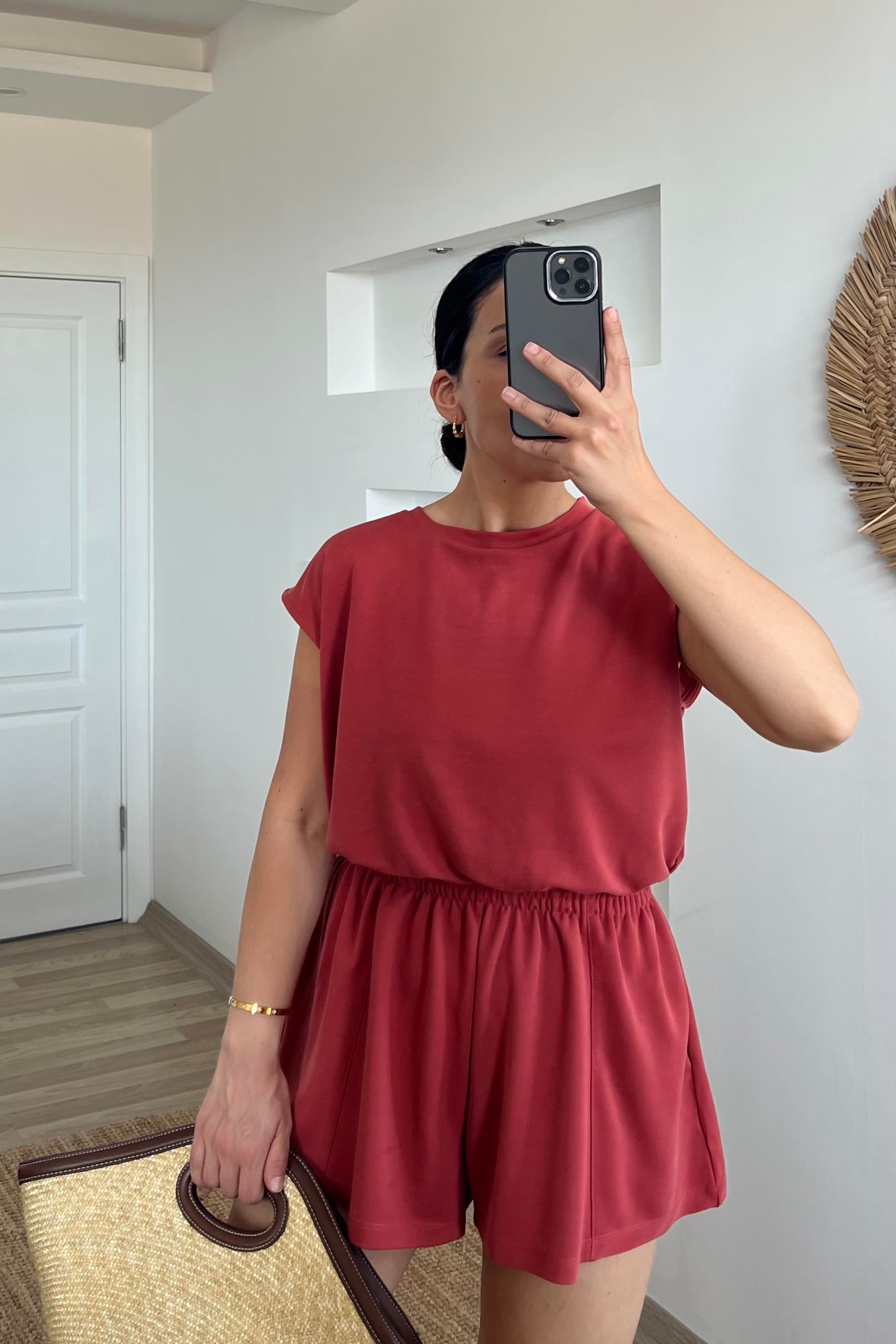 Nar Çiçeği Oysho Kumaş Modal Tulum uygun fiyatlarda www.butikhola.com adresinde