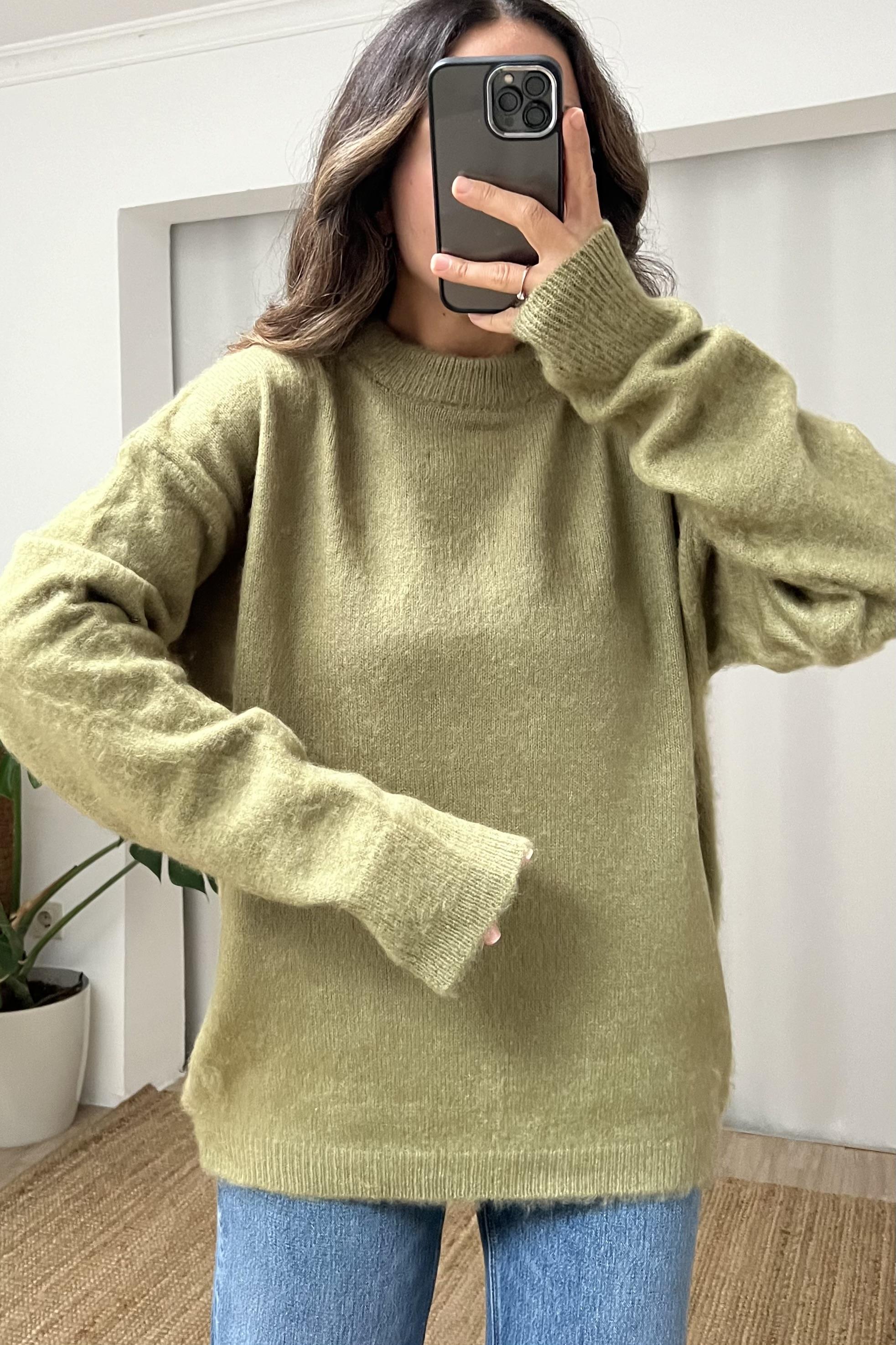 Olive Kaşmir Dokulu Yumoş Kazak uygun fiyatlarda www.butikhola.com adresinde
