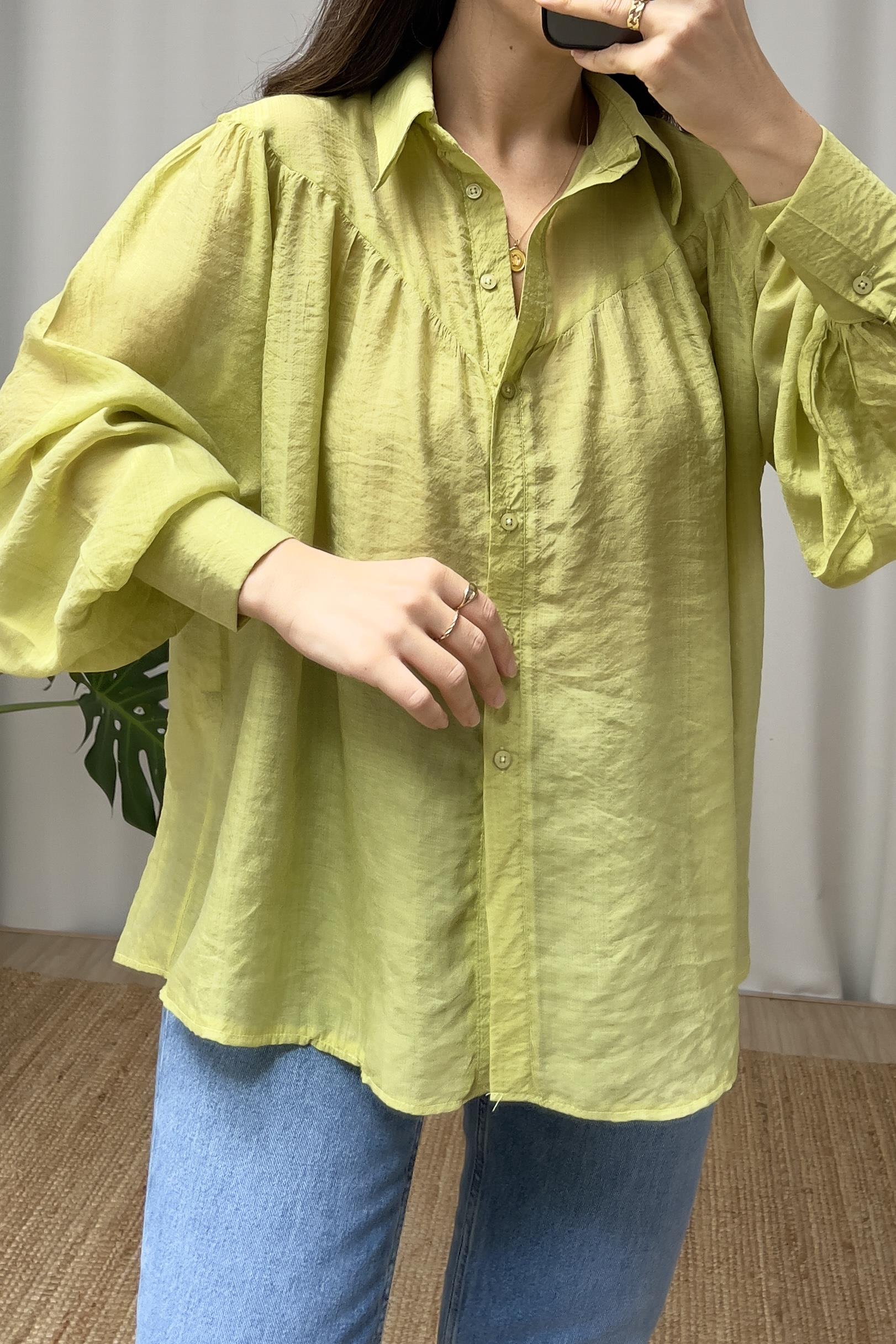 Olive Vintage Vual Gömlek uygun fiyatlarda www.butikhola.com adresinde